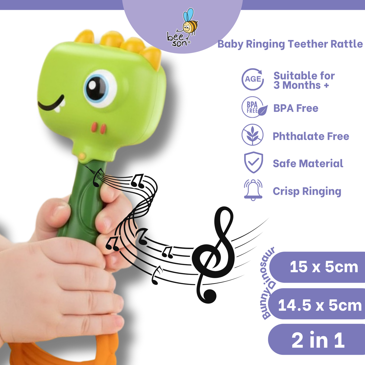 Beeson 2 in 1 Soft Silicone Baby Ringing Teether Ring Baby Rattle | 83051