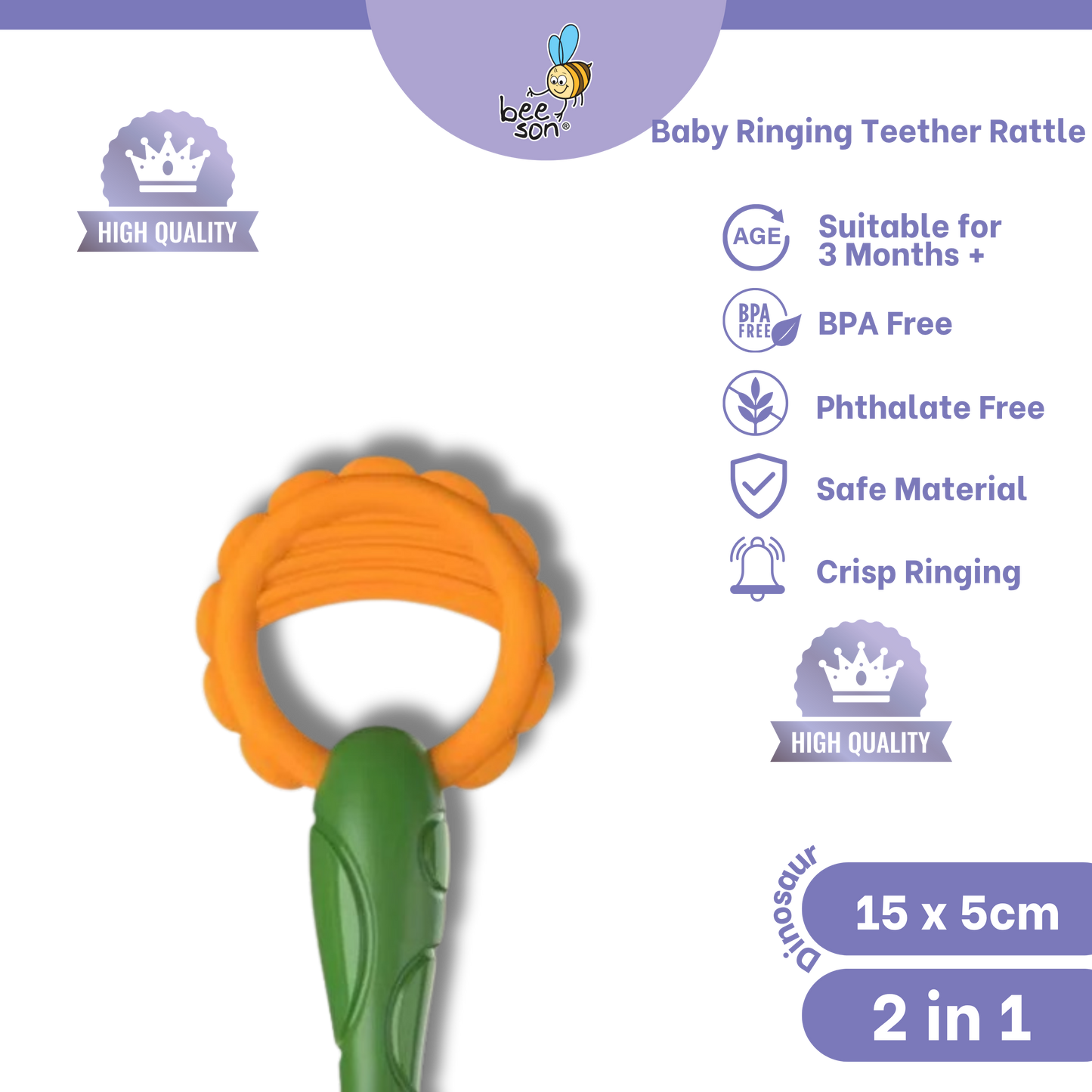 Beeson 2 in 1 Soft Silicone Baby Ringing Teether Ring Baby Rattle | 83051