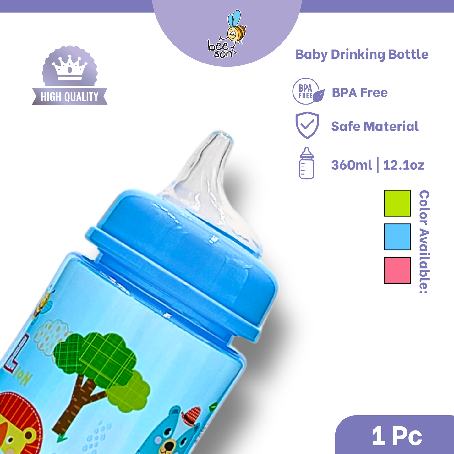 Beeson 360ml | 12.1oz Baby Kids Water Bottle With Teat 85842