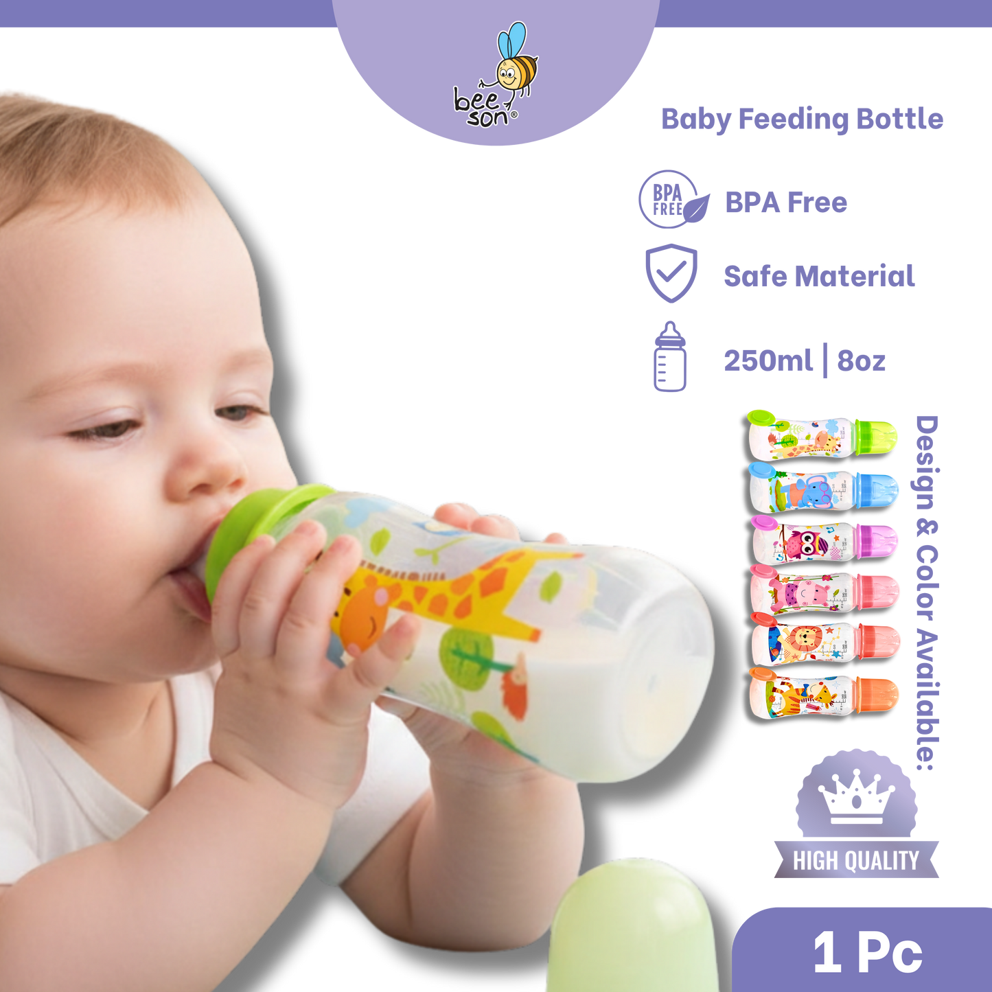 Beeson 250ml | 8.45oz Baby Standard Neck Feeding Bottle | 85856