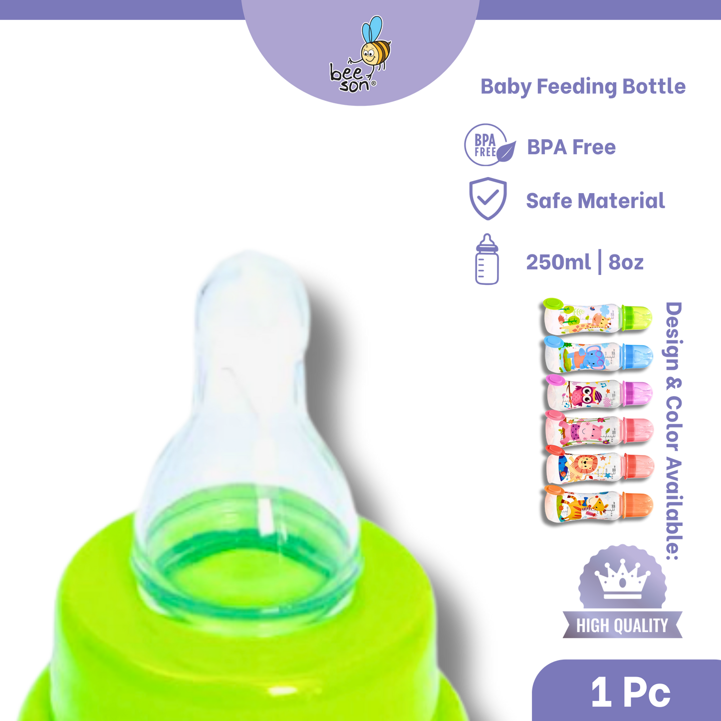 Beeson 250ml | 8.45oz Baby Standard Neck Feeding Bottle | 85856