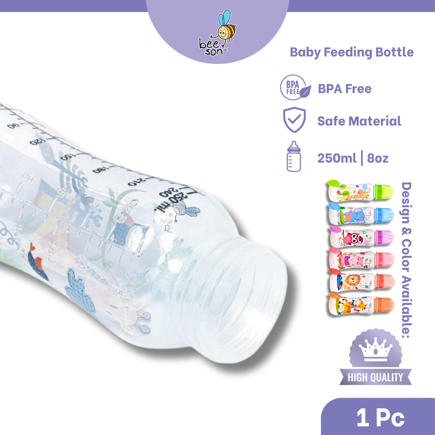 Beeson 250ml | 8.45oz Baby Standard Neck Feeding Bottle | 85856