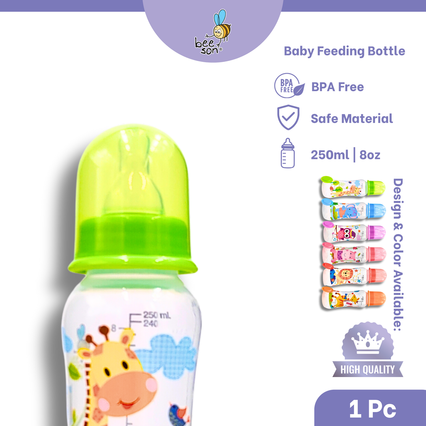Beeson 250ml | 8.45oz Baby Standard Neck Feeding Bottle | 85856