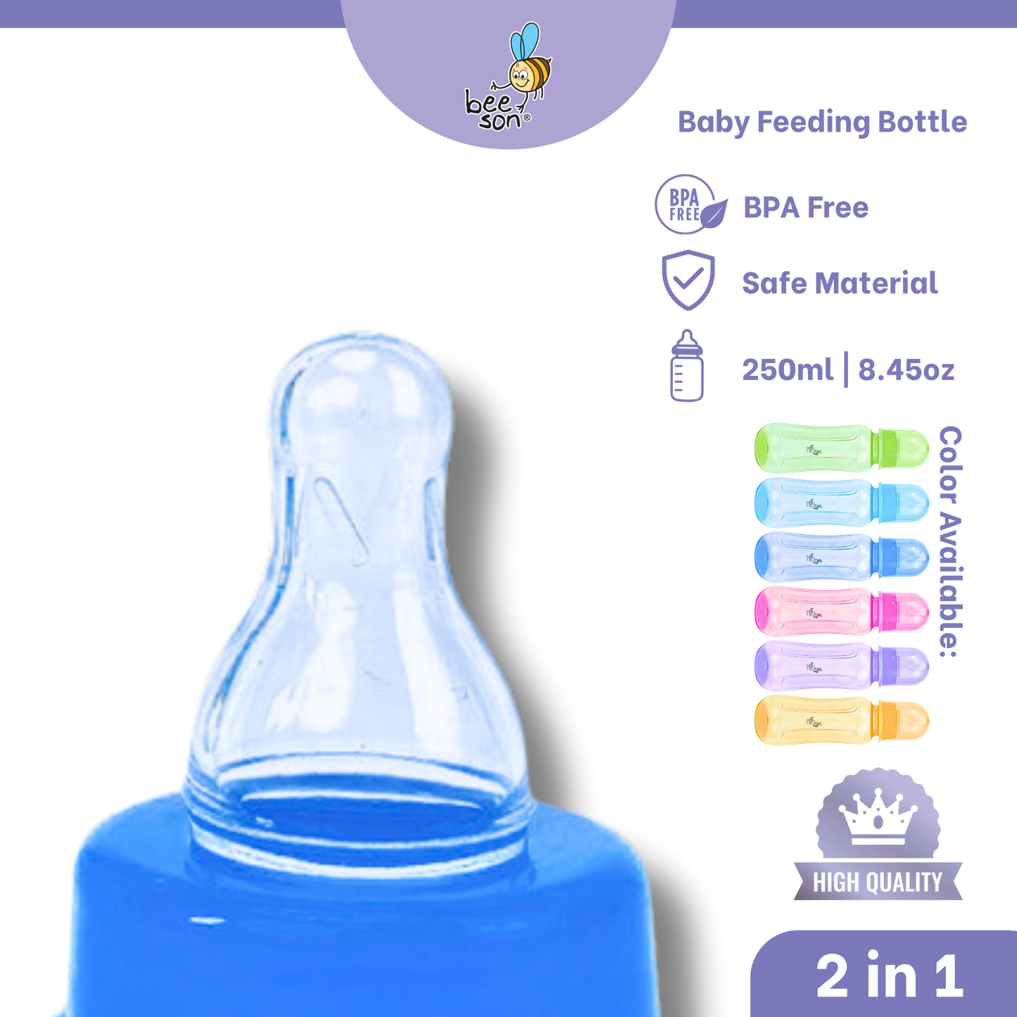 Beeson 2 in 1 - 250ml | 8.45oz Standard Neck Feeding Bottle | 85872