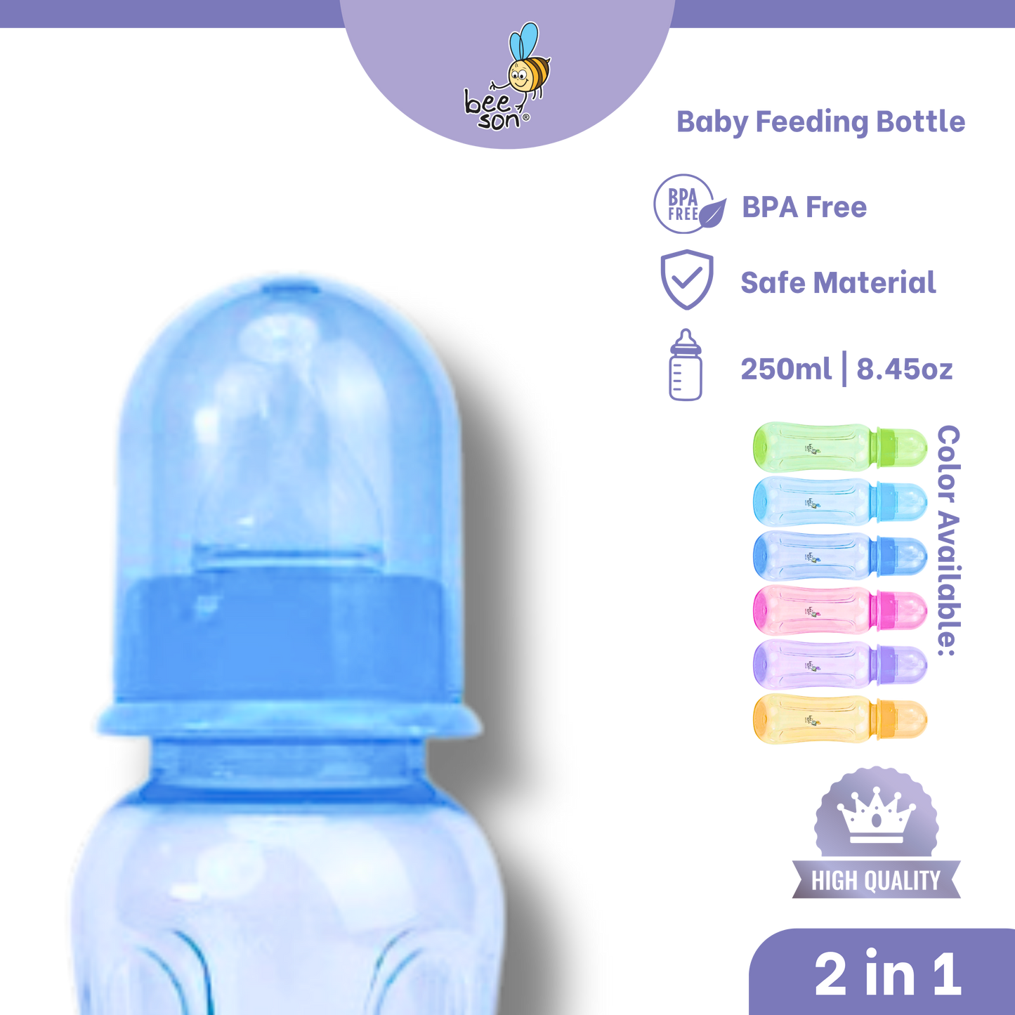 Beeson 2 in 1 - 250ml | 8.45oz Standard Neck Feeding Bottle | 85872