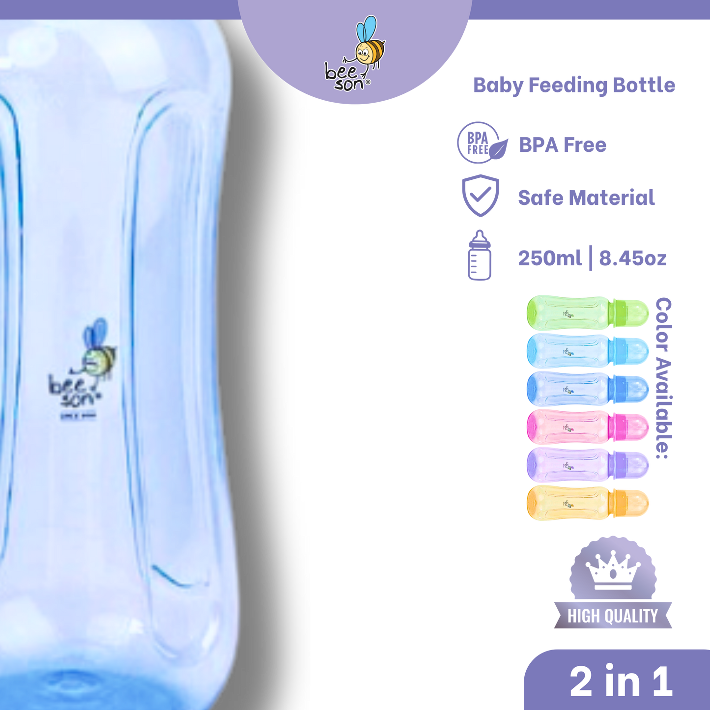 Beeson 2 in 1 - 250ml | 8.45oz Standard Neck Feeding Bottle | 85872