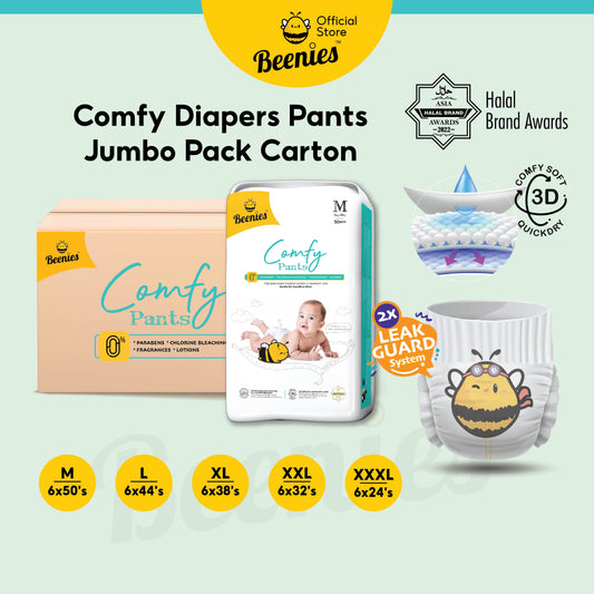 [Carton] Beenies Diapers Baby Comfy Pants Jumbo Pack - 6 packs