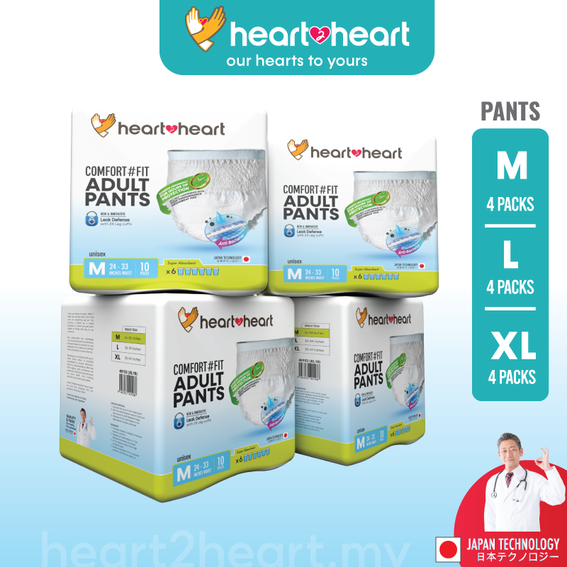 Heart2Heart Comfort #Fit Adult Diaper Pants - 4 Packs