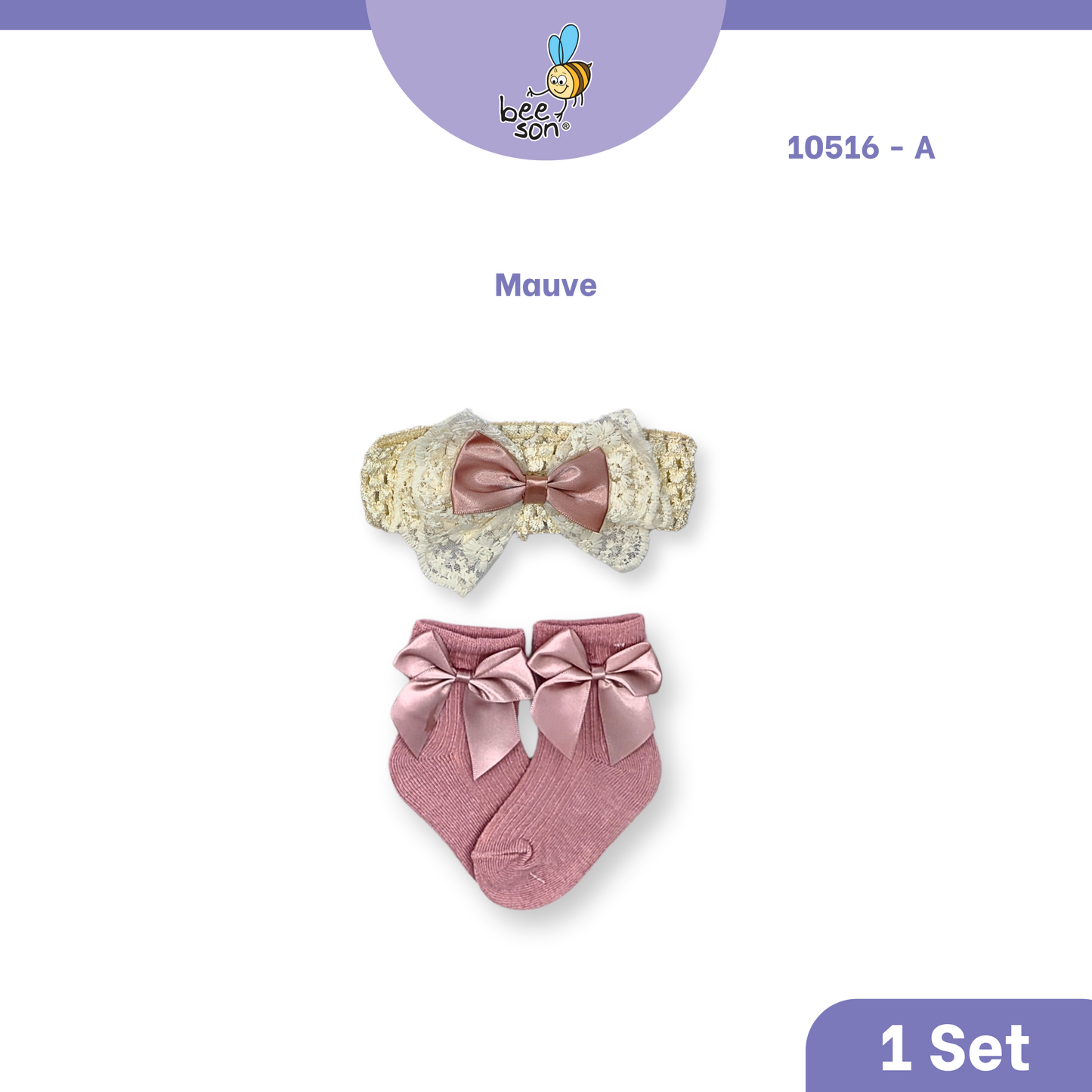 Beeson Baby Girl Headband with Matching Socks Set (0–2 Years) | 10516 A