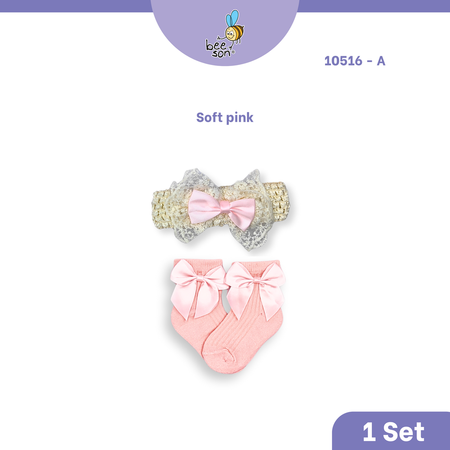Beeson Baby Girl Headband with Matching Socks Set (0–2 Years) | 10516 A