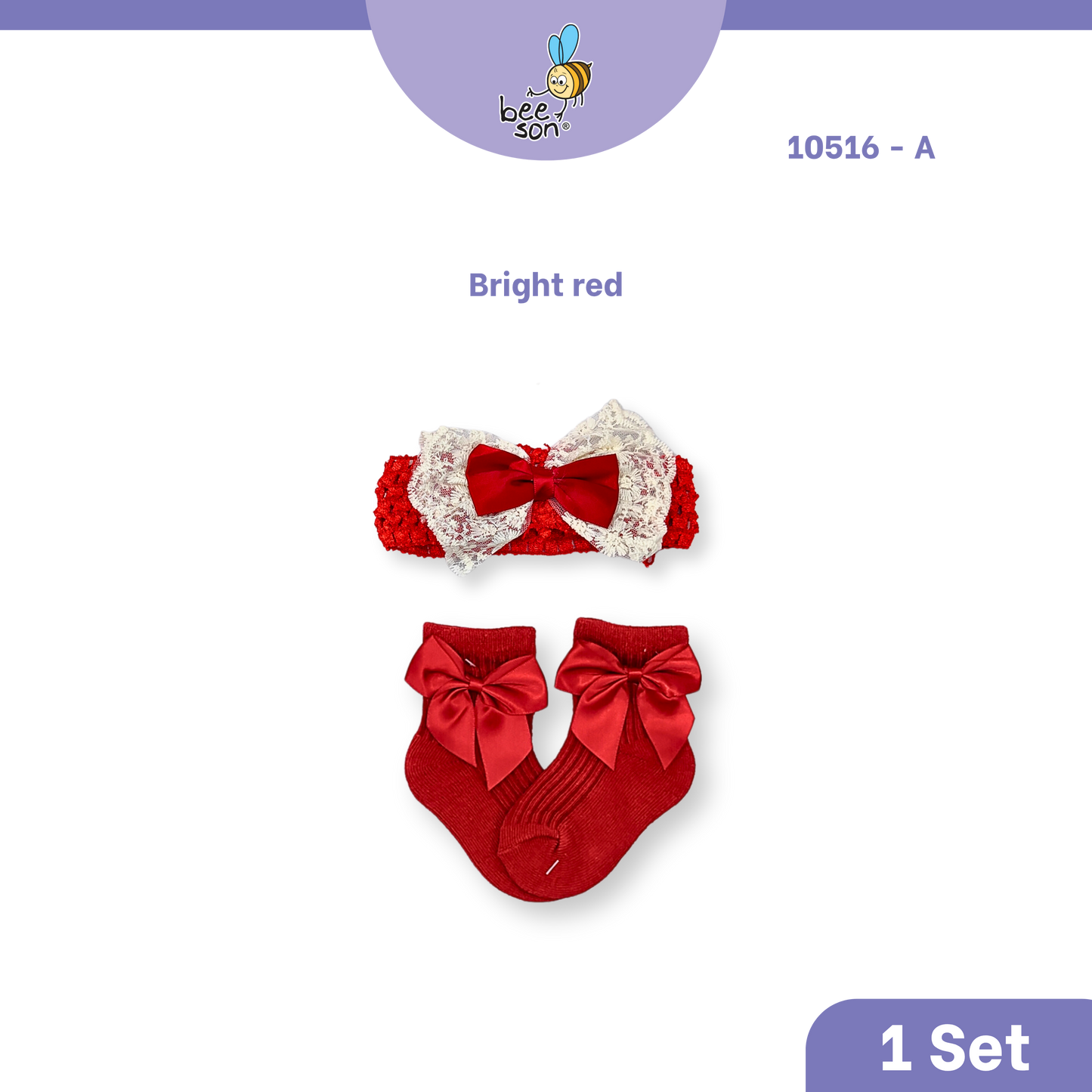 Beeson Baby Girl Headband with Matching Socks Set (0–2 Years) | 10516 A