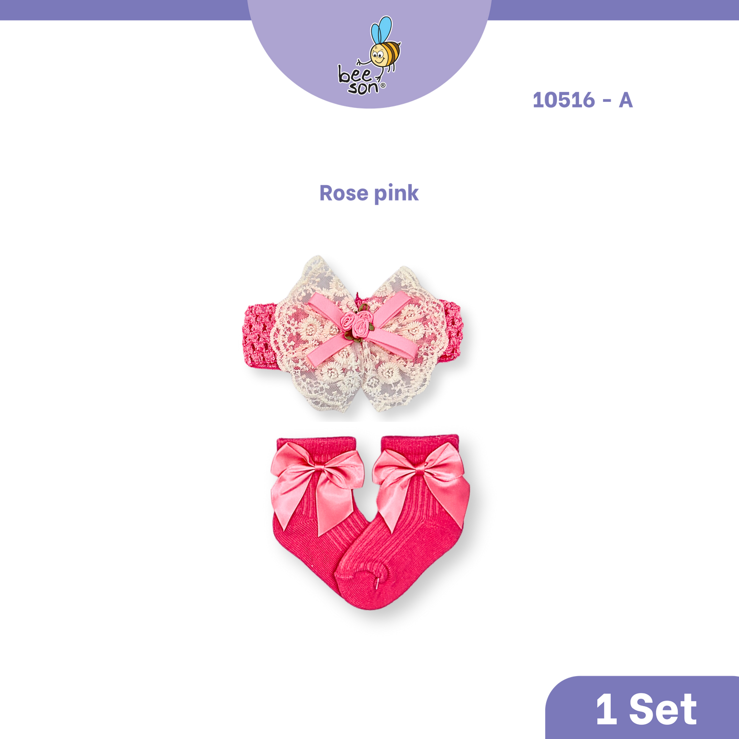 Beeson Baby Girl Headband with Matching Socks Set (0–2 Years) | 10516 A