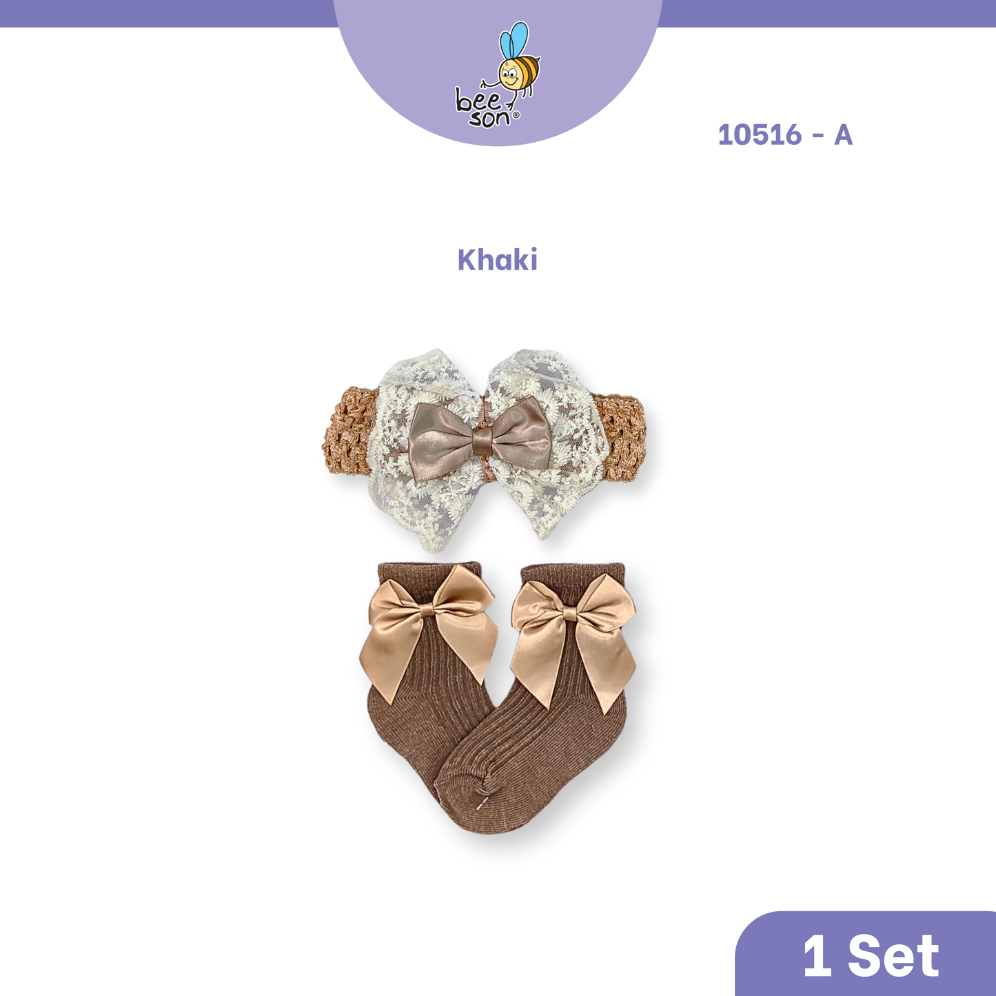 Beeson Baby Girl Headband with Matching Socks Set (0–2 Years) | 10516 A