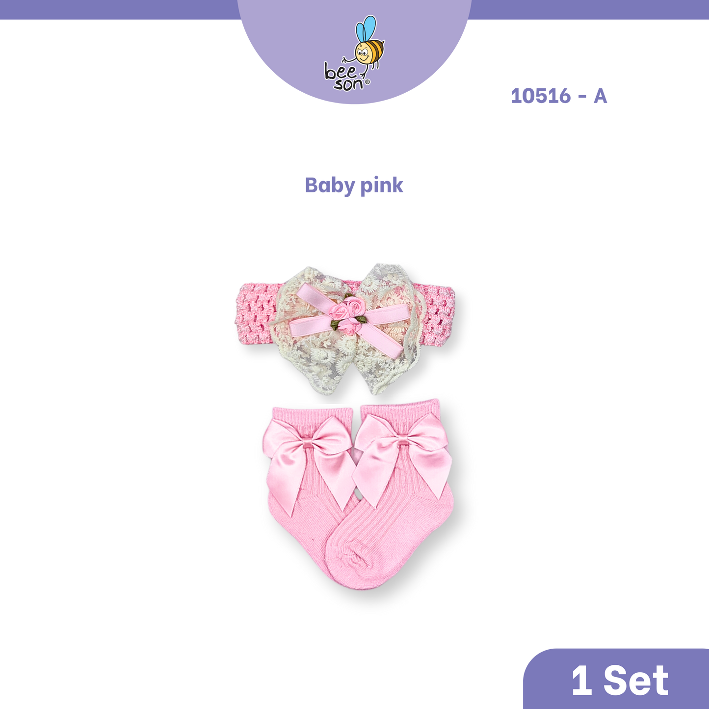 Beeson Baby Girl Headband with Matching Socks Set (0–2 Years) | 10516 A
