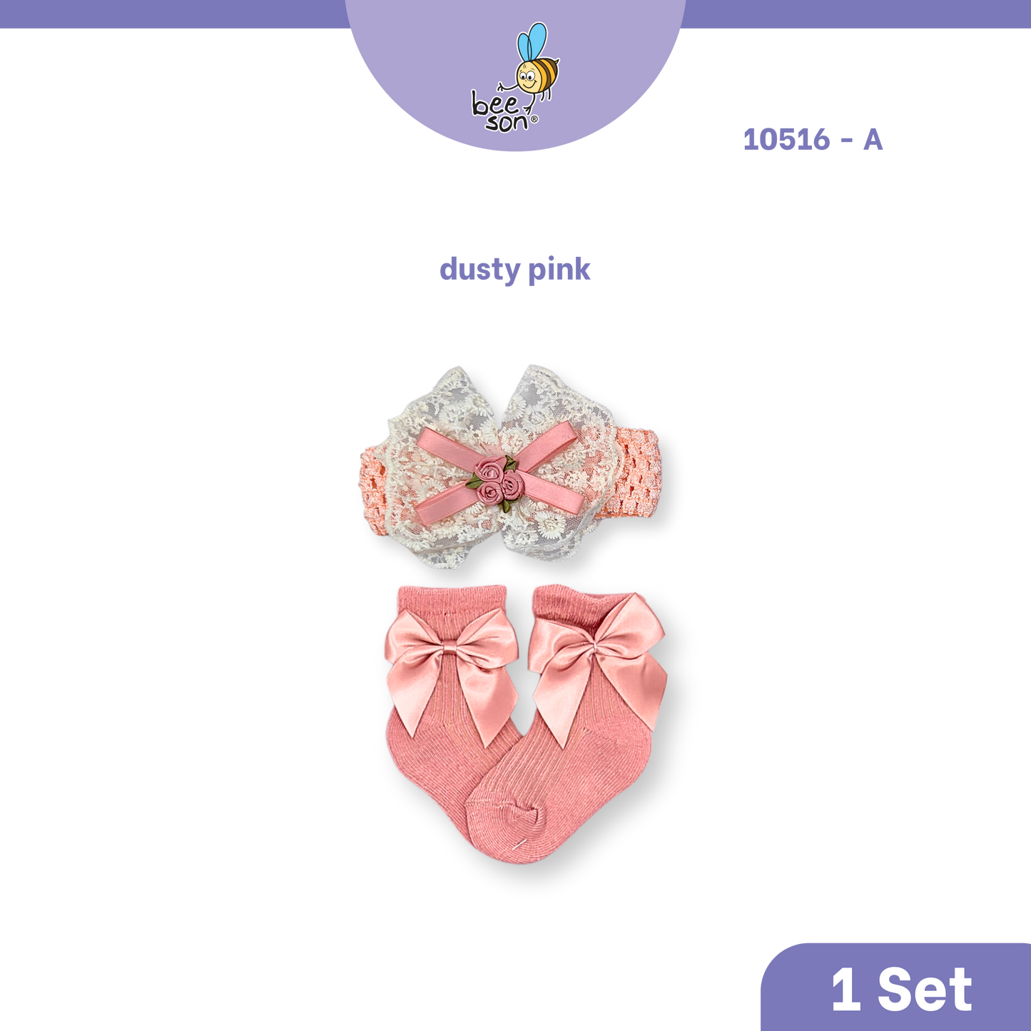 Beeson Baby Girl Headband with Matching Socks Set (0–2 Years) | 10516 A