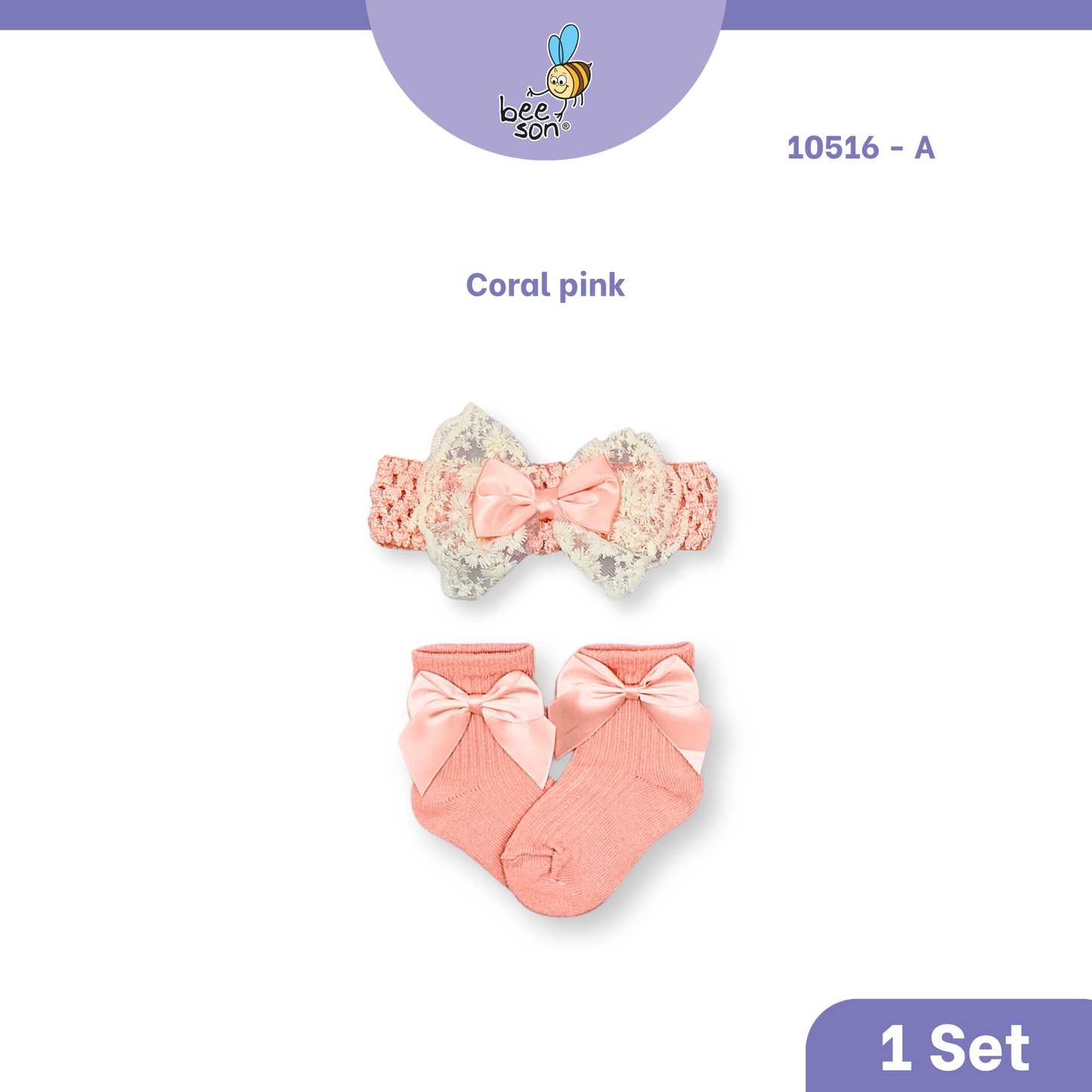 Beeson Baby Girl Headband with Matching Socks Set (0–2 Years) | 10516 A