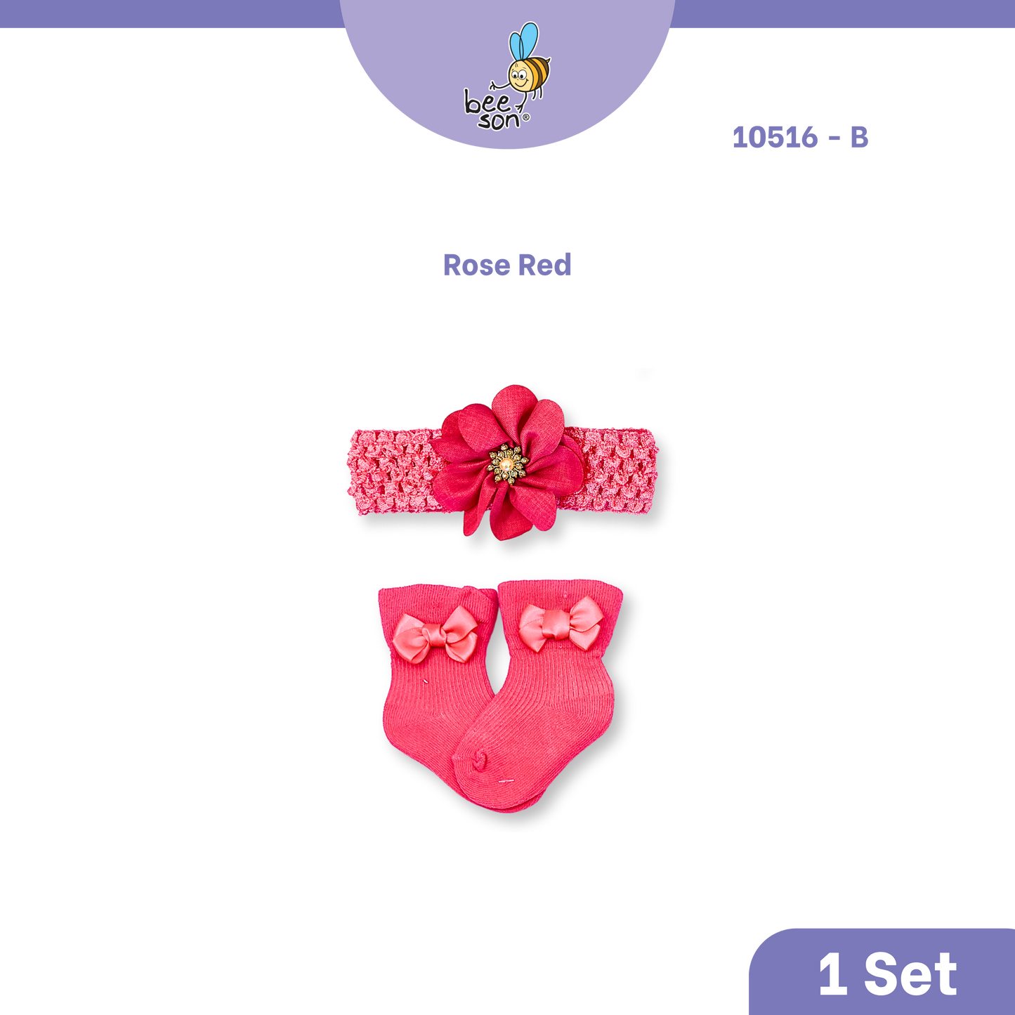 Beeson Baby Girl Headband with Matching Socks Set (0–2 Years) | 10516 B