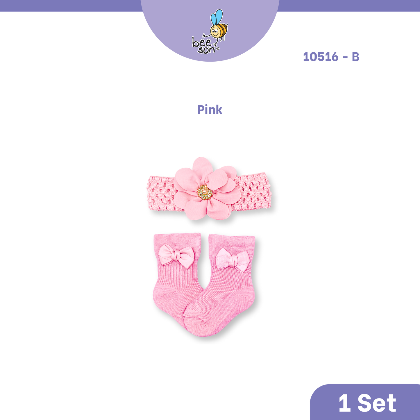 Beeson Baby Girl Headband with Matching Socks Set (0–2 Years) | 10516 B