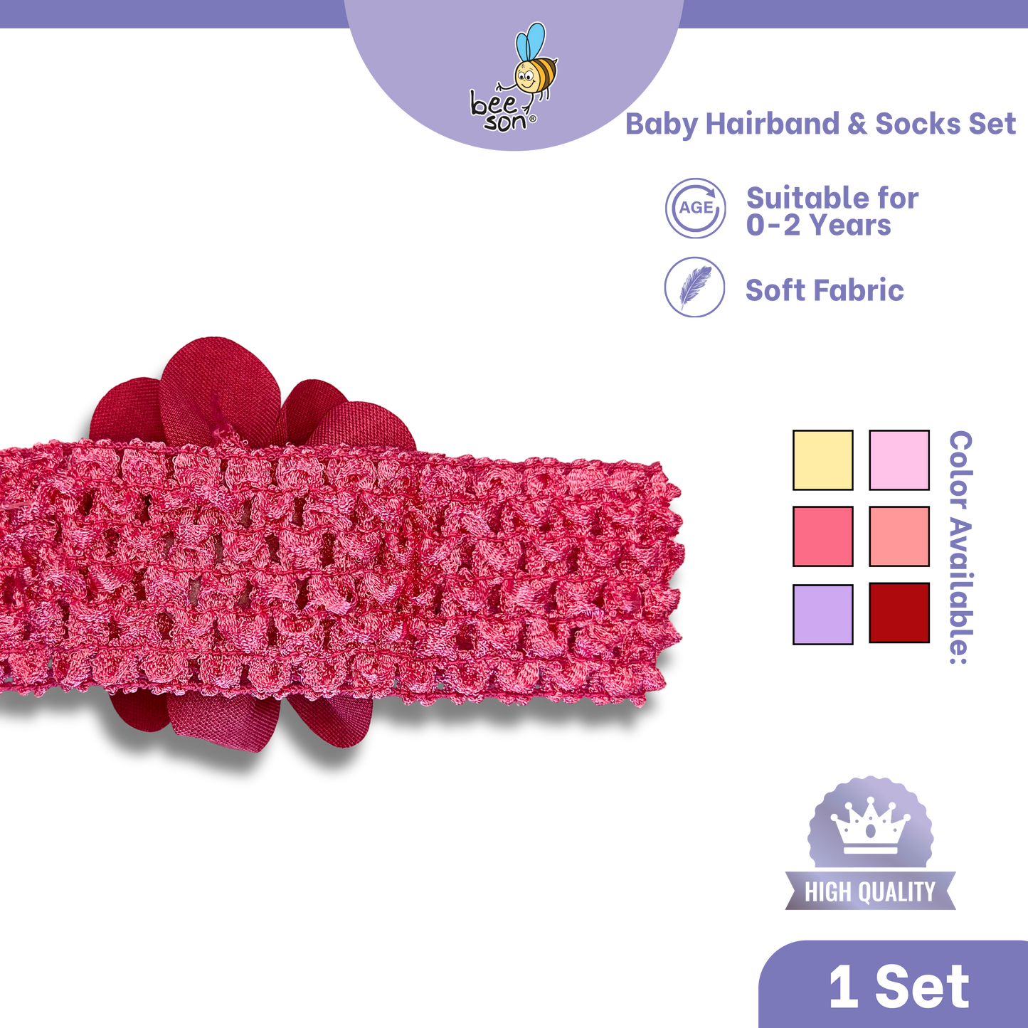 Beeson Baby Girl Headband with Matching Socks Set (0–2 Years) | 10516 B