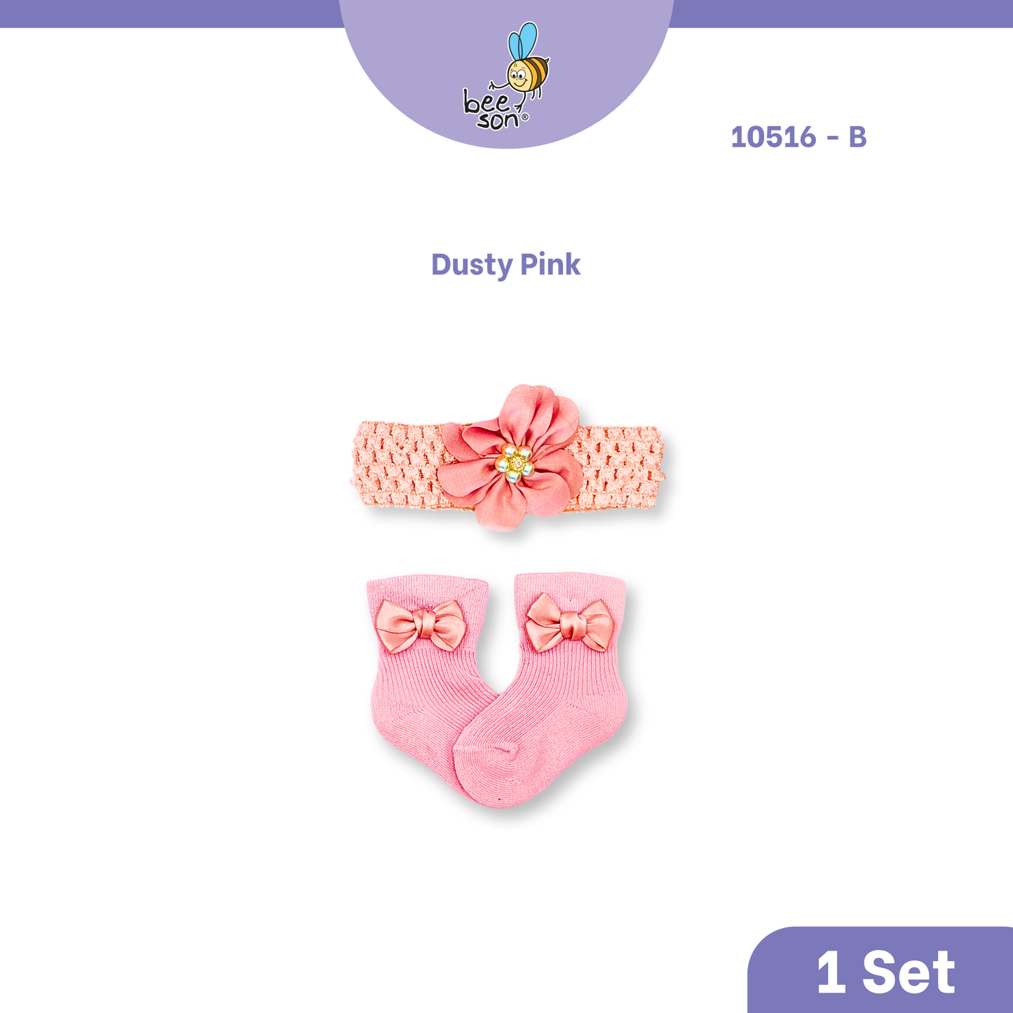 Beeson Baby Girl Headband with Matching Socks Set (0–2 Years) | 10516 B