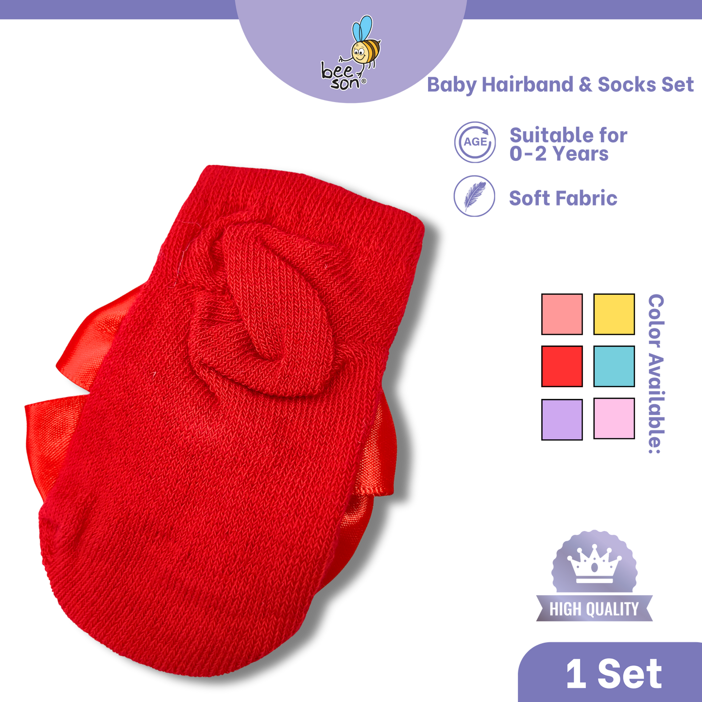 Beeson Baby Girl Headband with Matching Socks Set (0–2 Years) | 10517 A