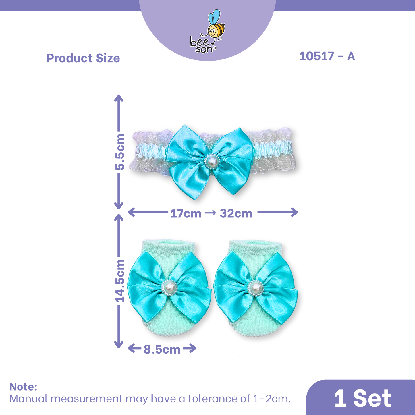 Beeson Baby Girl Headband with Matching Socks Set (0–2 Years) | 10517 A