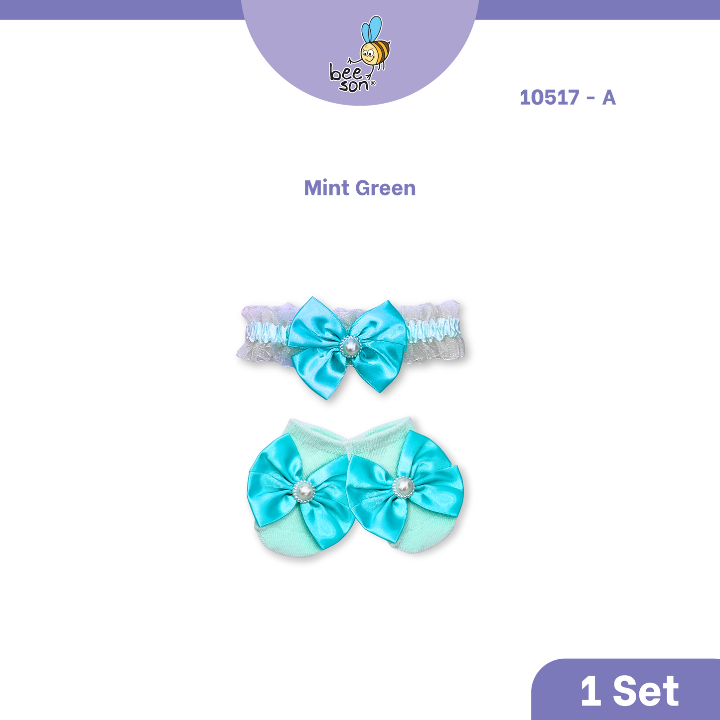 Beeson Baby Girl Headband with Matching Socks Set (0–2 Years) | 10517 A