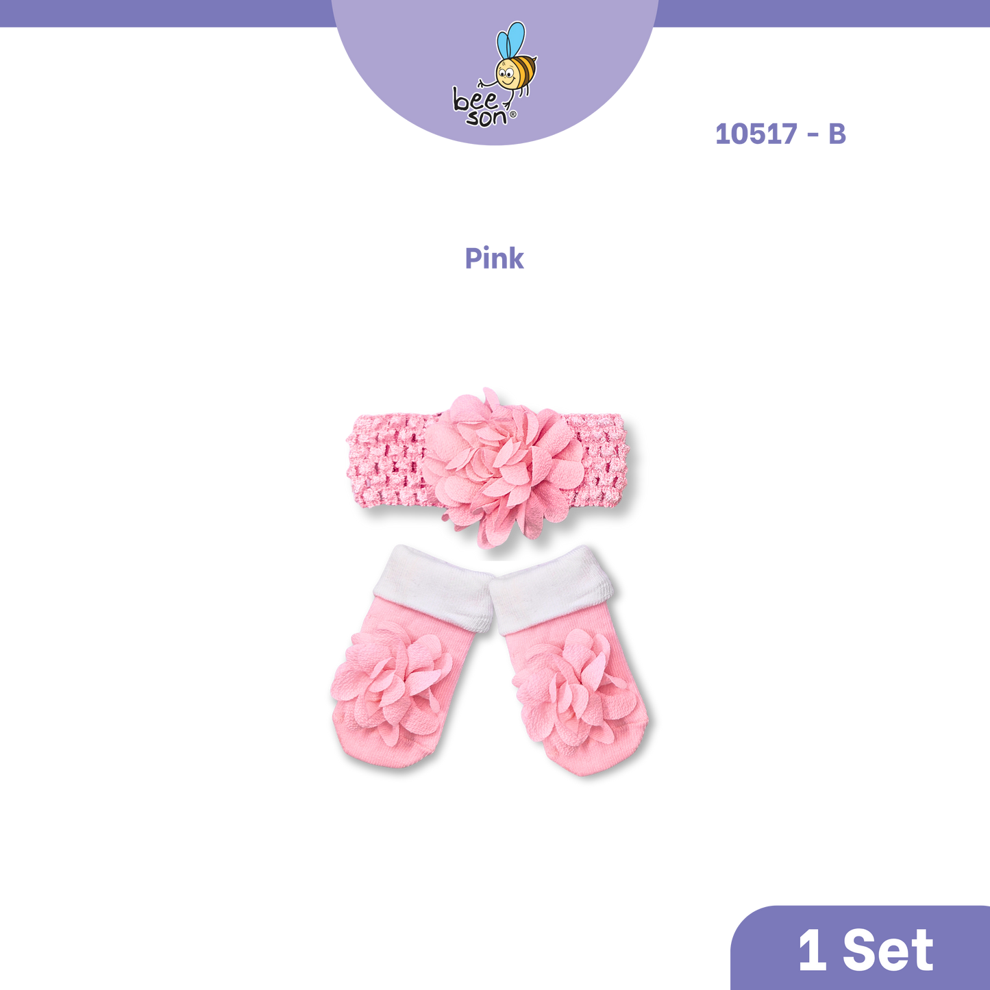 Beeson Baby Girl Headband with Matching Socks Set (0–2 Years) | 10517 B