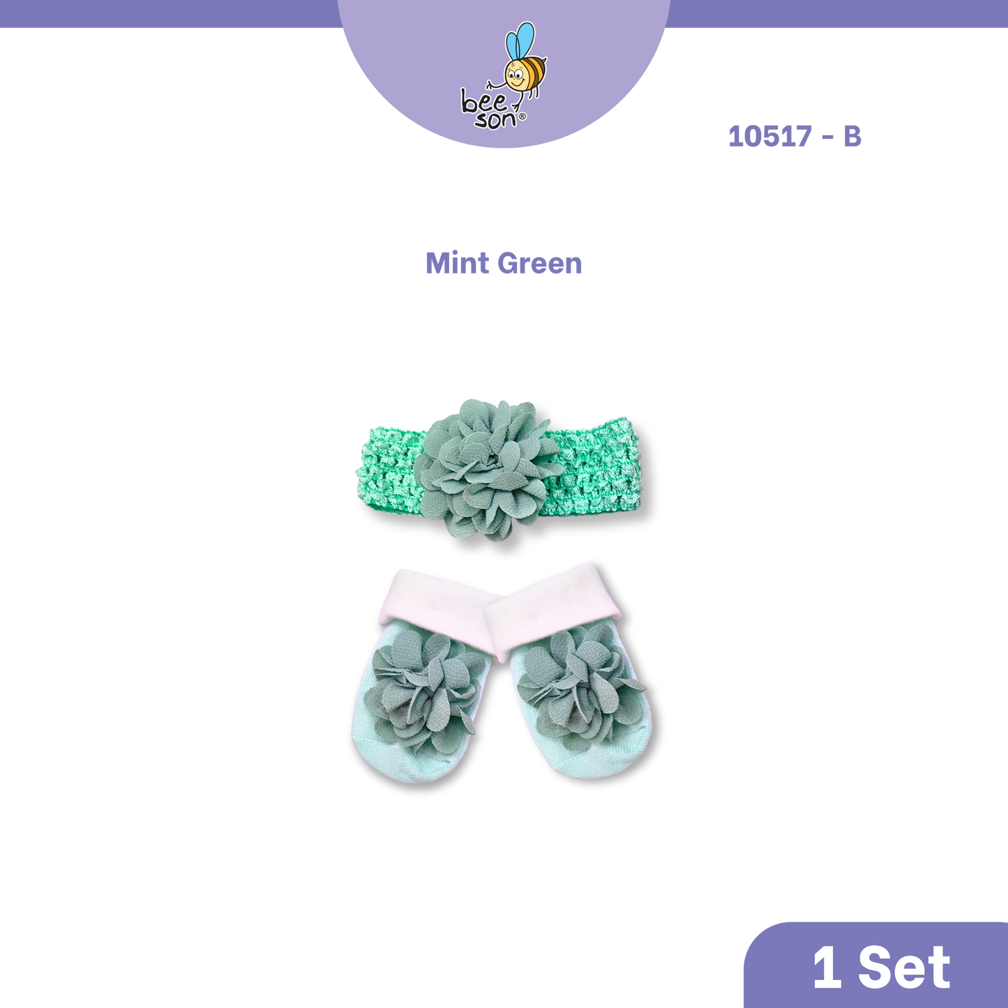 Beeson Baby Girl Headband with Matching Socks Set (0–2 Years) | 10517 B