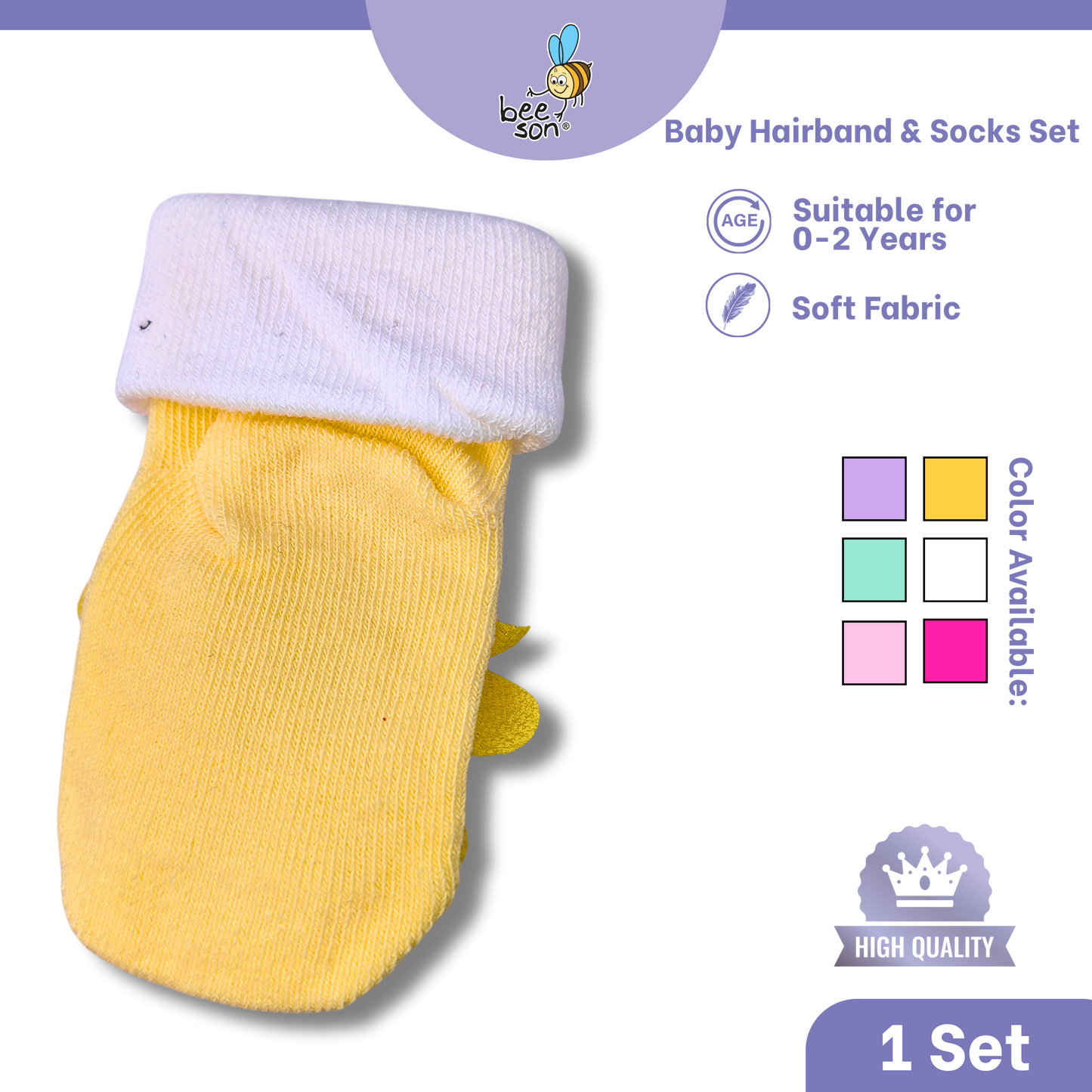 Beeson Baby Girl Headband with Matching Socks Set (0–2 Years) | 10517 B