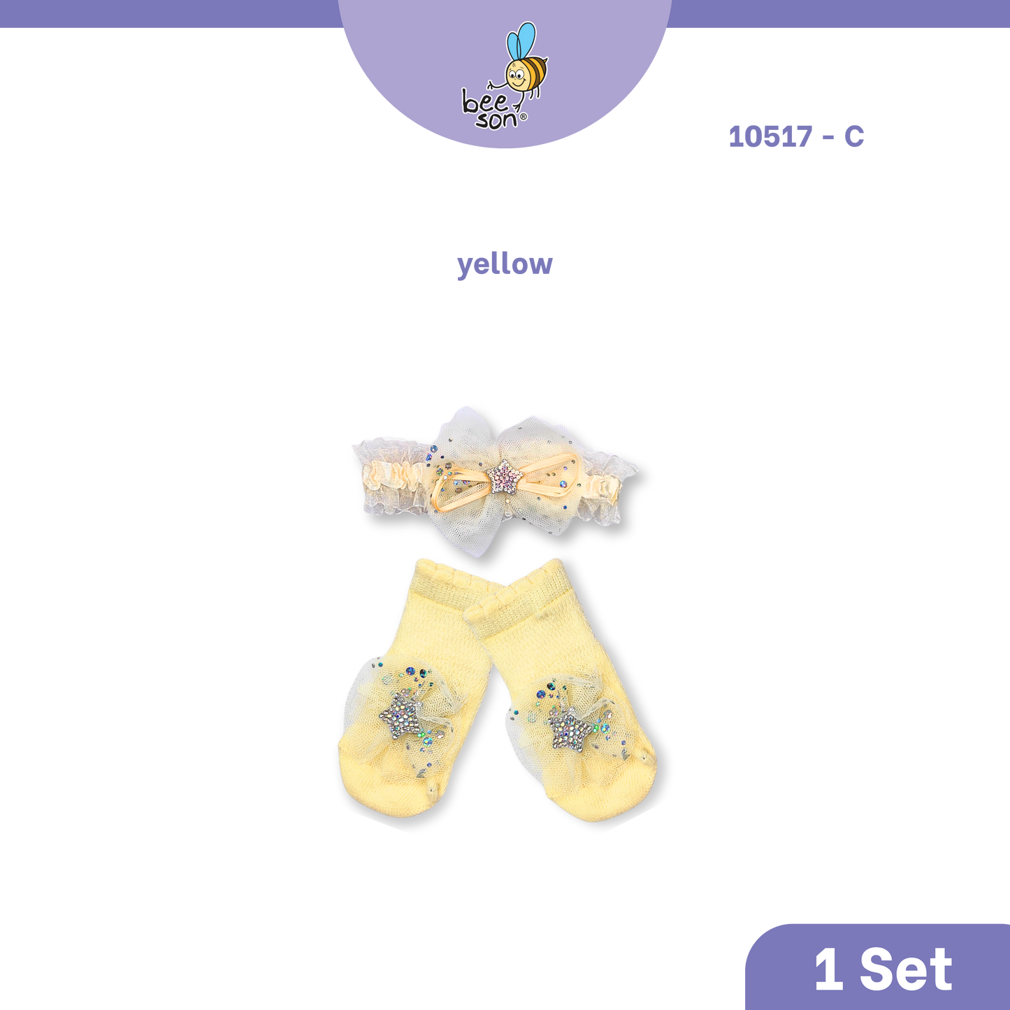 Beeson Baby Girl Headband with Matching Socks Set (0–2 Years) | 10517 C