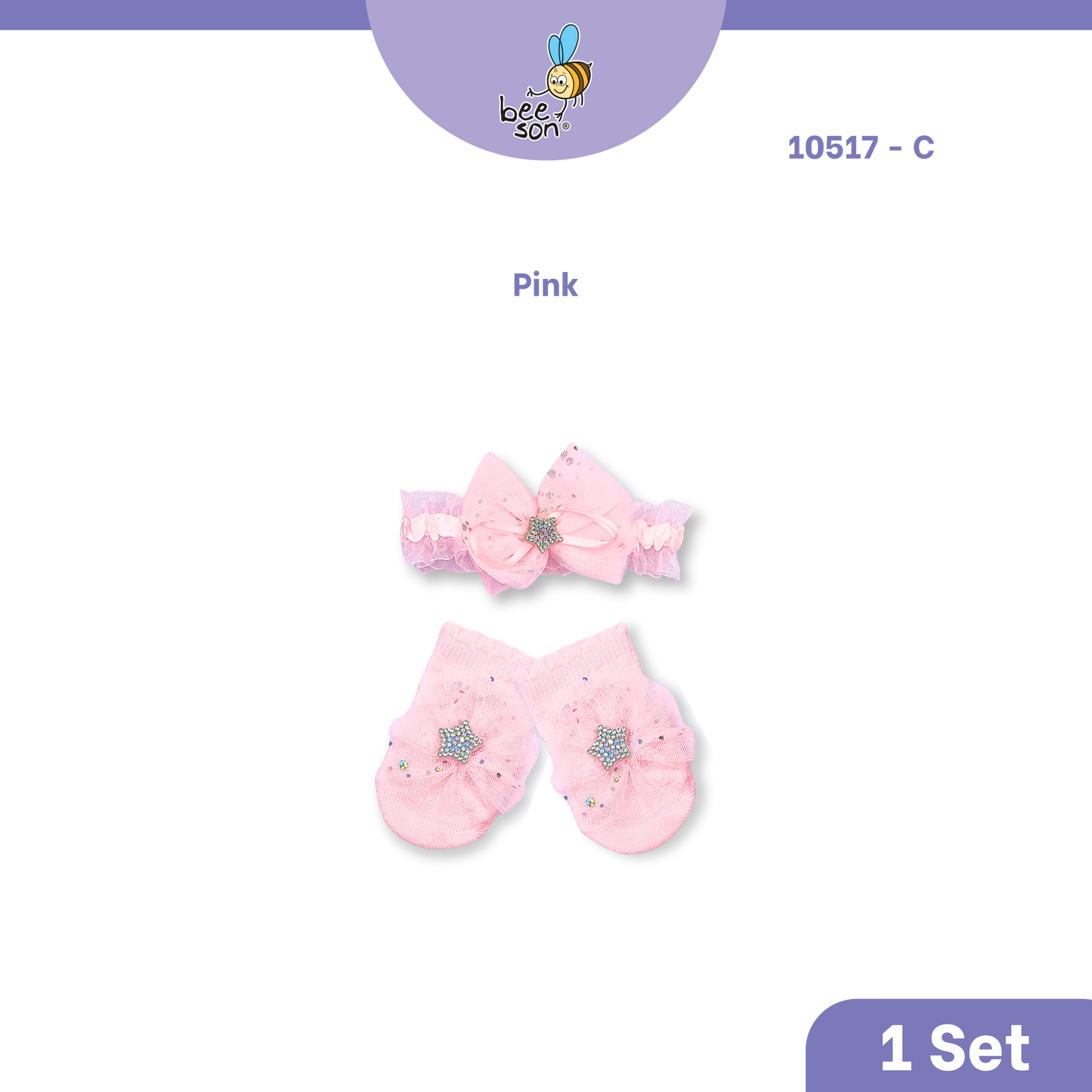 Beeson Baby Girl Headband with Matching Socks Set (0–2 Years) | 10517 C