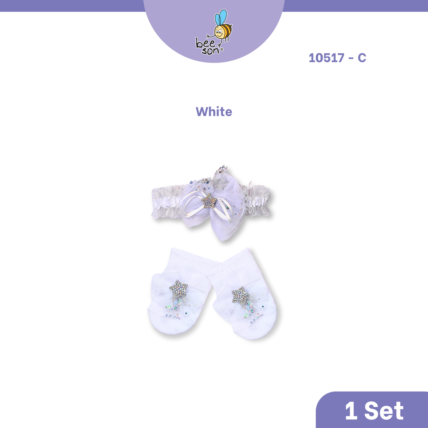 Beeson Baby Girl Headband with Matching Socks Set (0–2 Years) | 10517 C