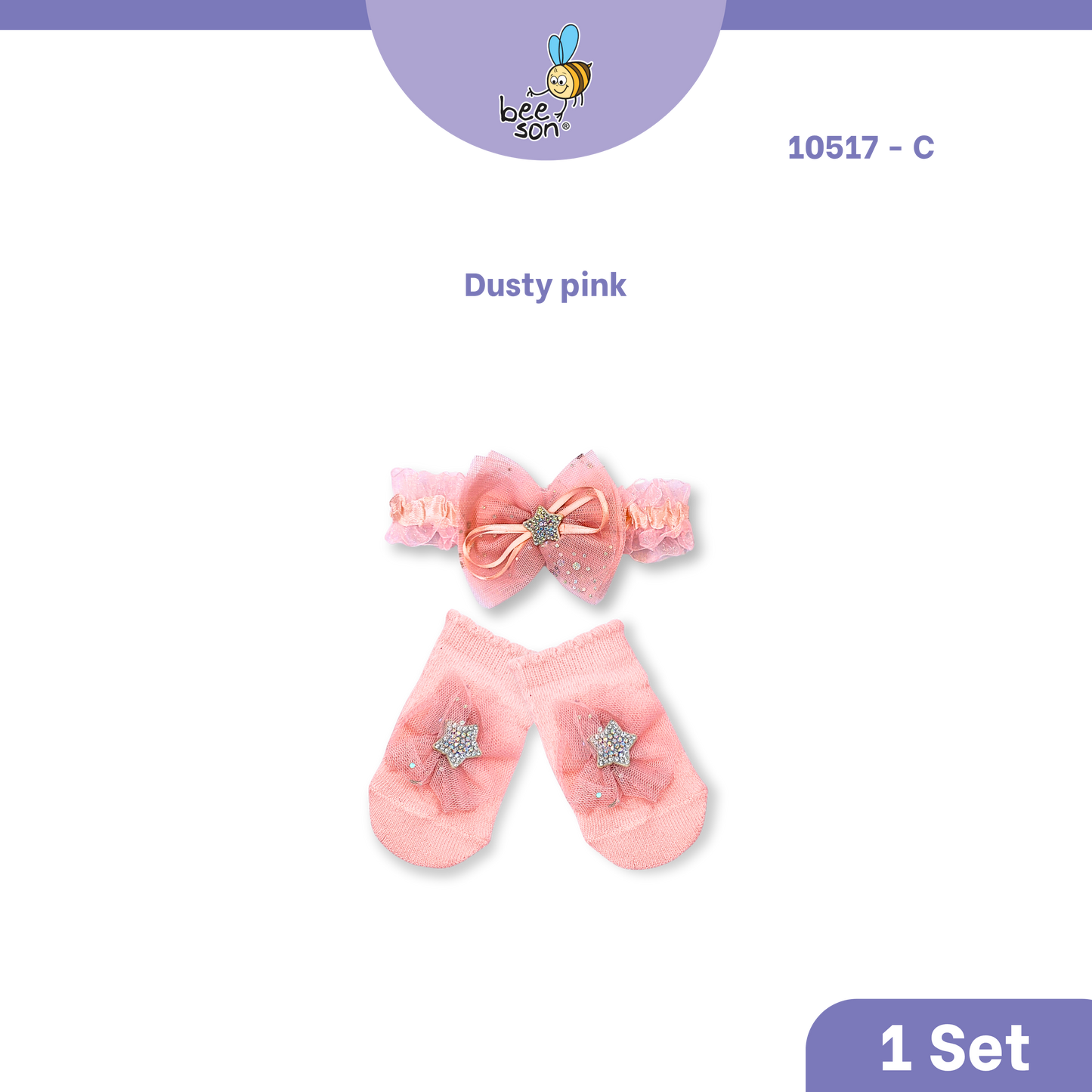 Beeson Baby Girl Headband with Matching Socks Set (0–2 Years) | 10517 C