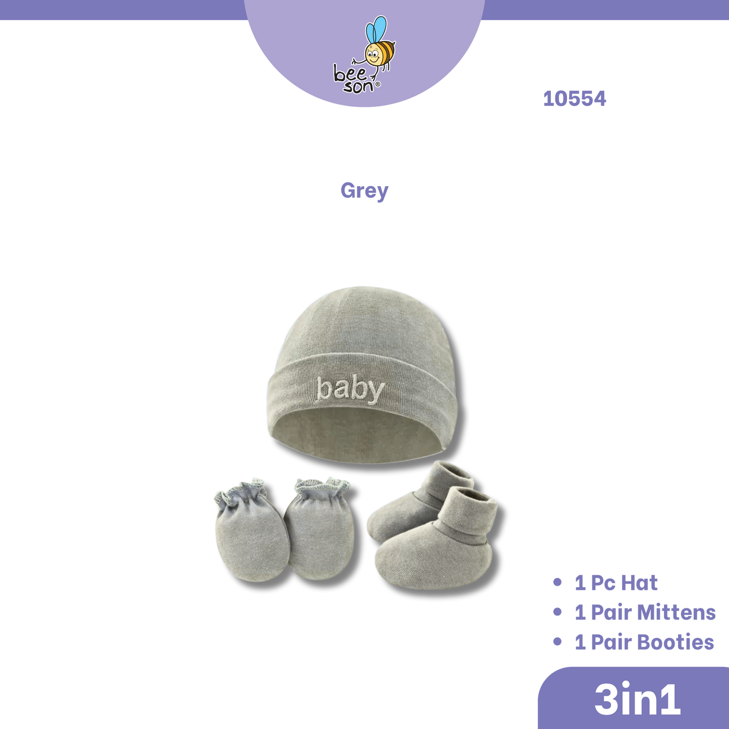 Beeson 3in1 Newborn Baby Boy / Girl Mittens & Booties with Bonnet Set | 10554