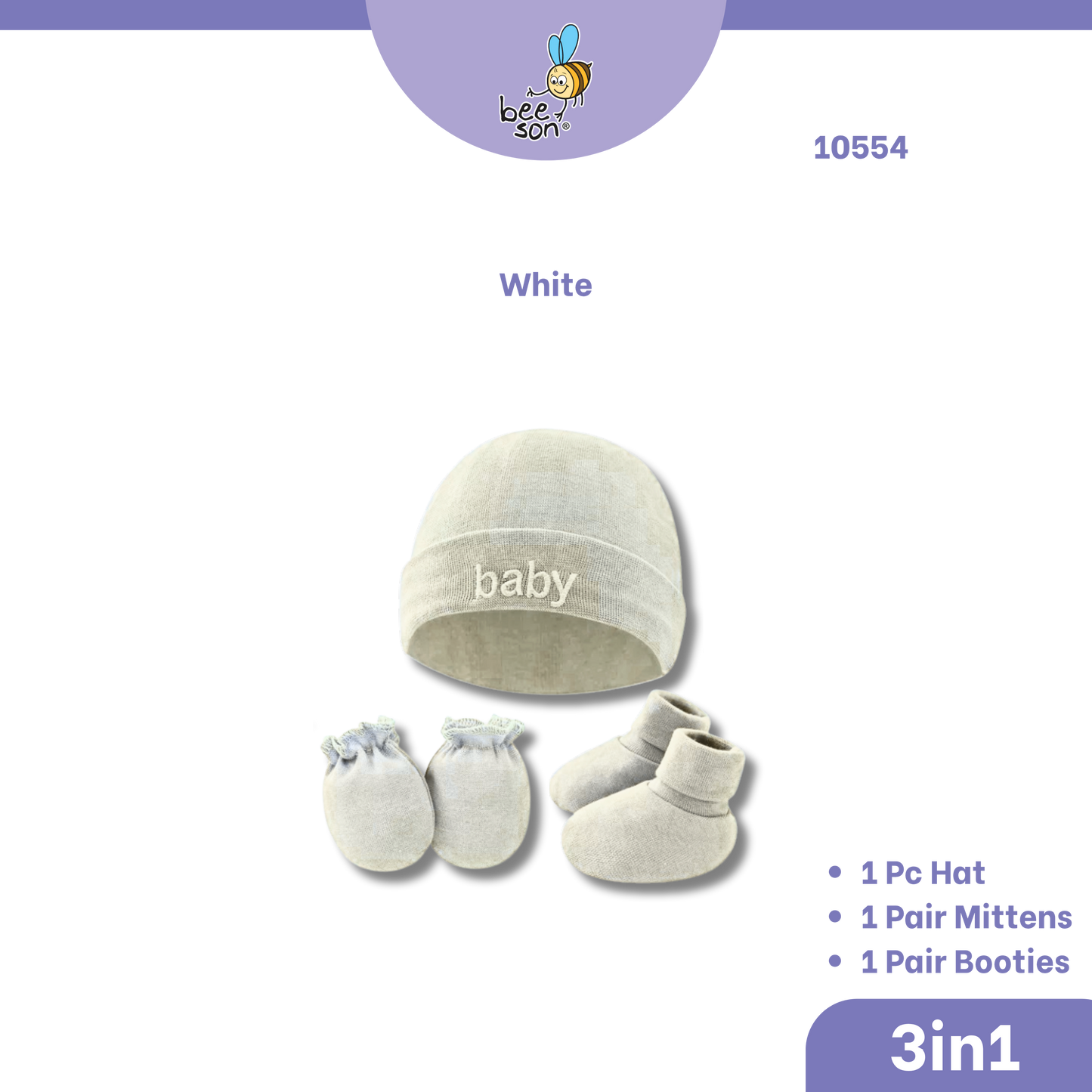 Beeson 3in1 Newborn Baby Boy / Girl Mittens & Booties with Bonnet Set | 10554