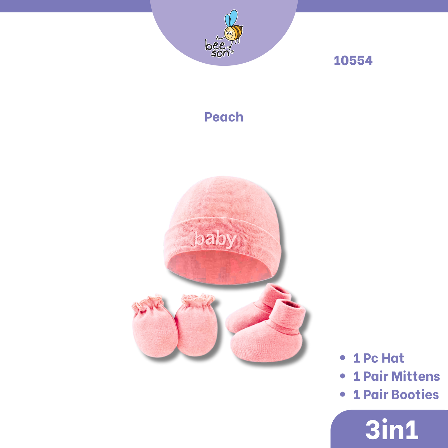 Beeson 3in1 Newborn Baby Boy / Girl Mittens & Booties with Bonnet Set | 10554