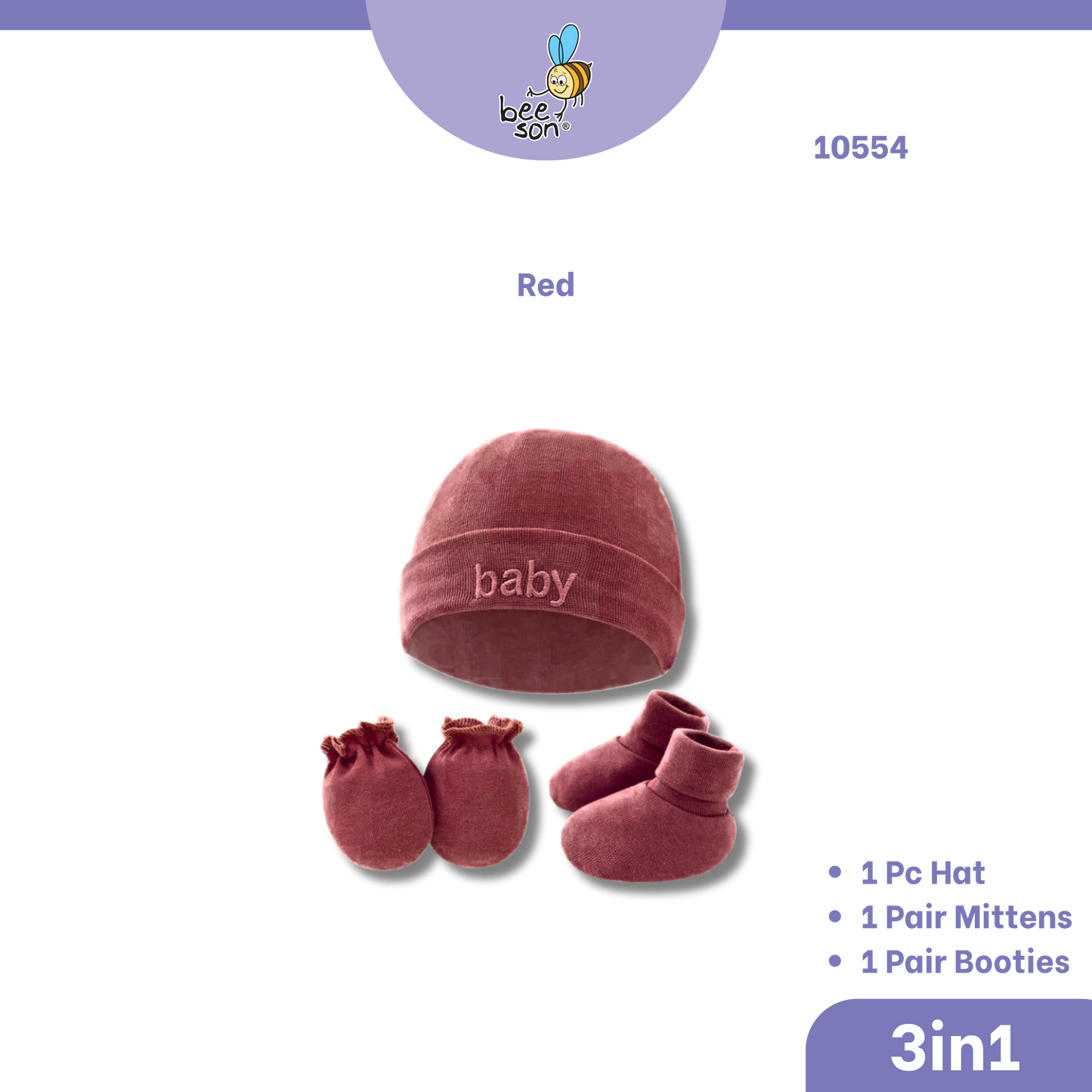 Beeson 3in1 Newborn Baby Boy / Girl Mittens & Booties with Bonnet Set | 10554