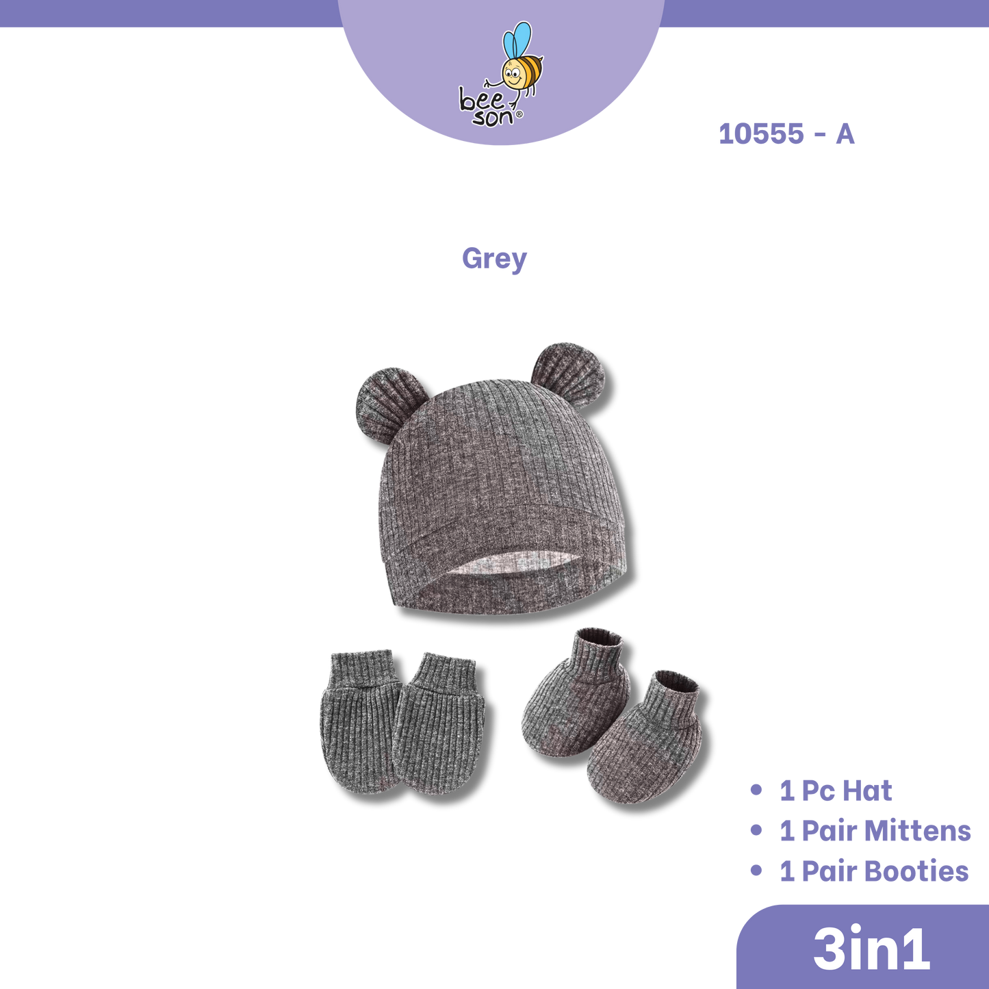 Beeson 3in1 Newborn Baby Boy Mittens & Booties with Bonnet Set | 10555 A