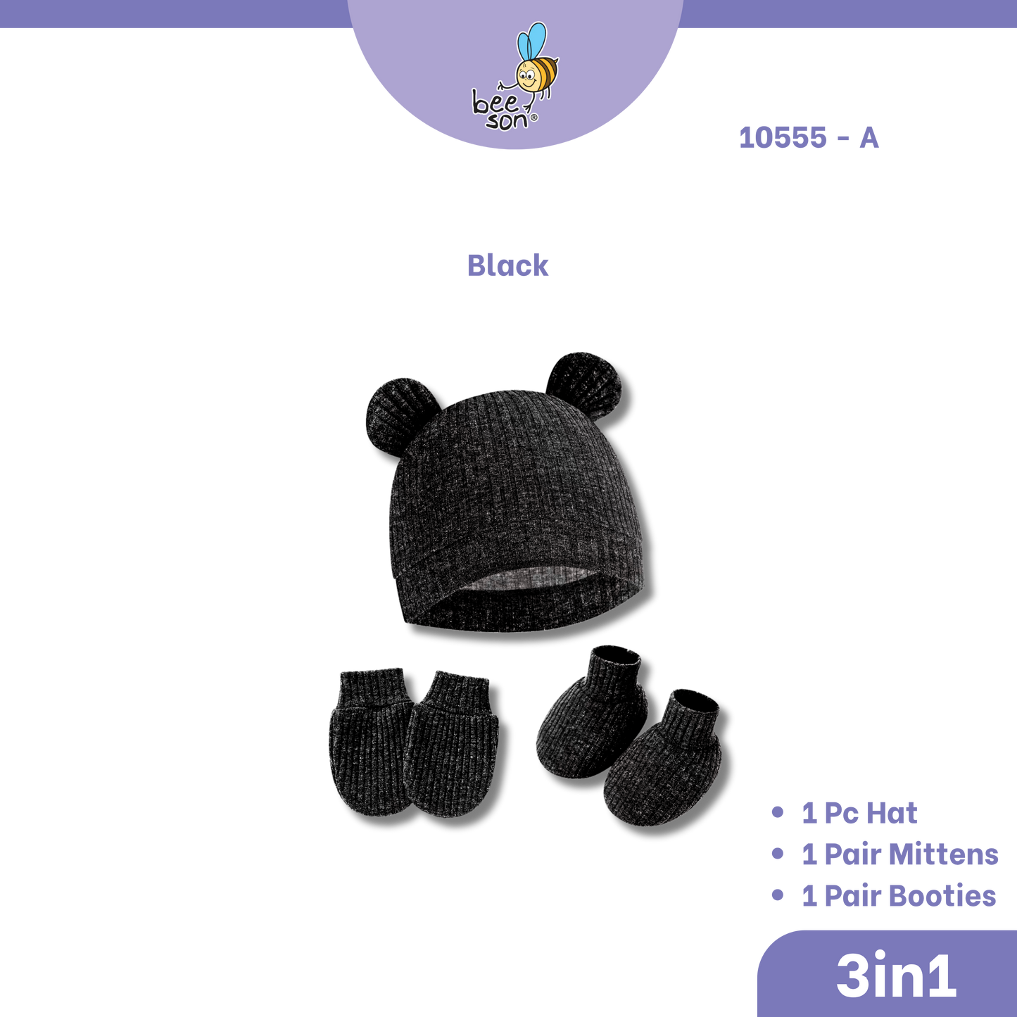 Beeson 3in1 Newborn Baby Boy Mittens & Booties with Bonnet Set | 10555 A