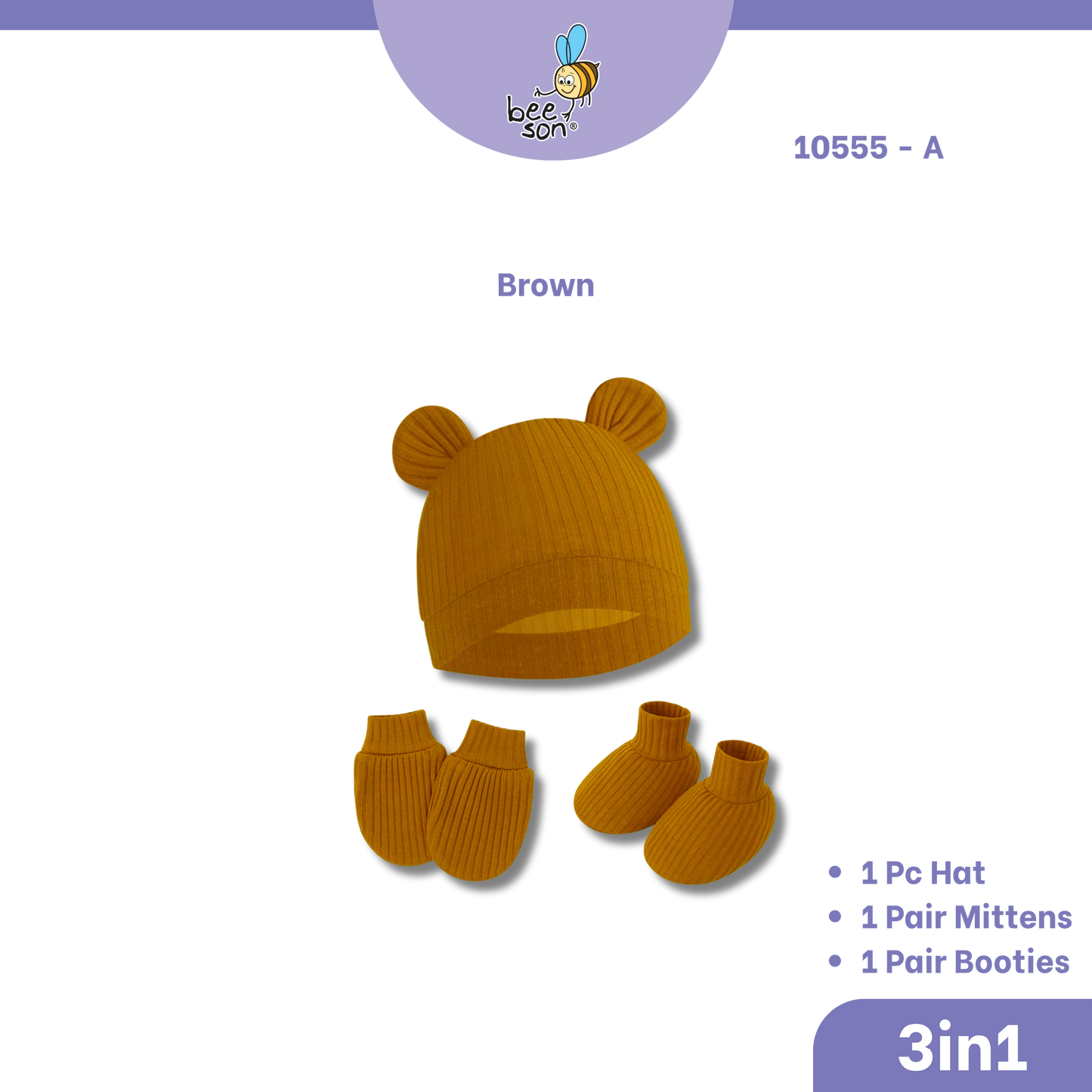 Beeson 3in1 Newborn Baby Boy Mittens & Booties with Bonnet Set | 10555 A