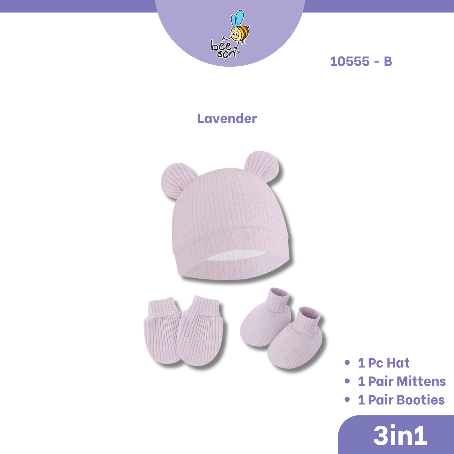 Beeson 3in1 Newborn Baby Girl Mittens & Booties with Bonnet Set | 10555 B