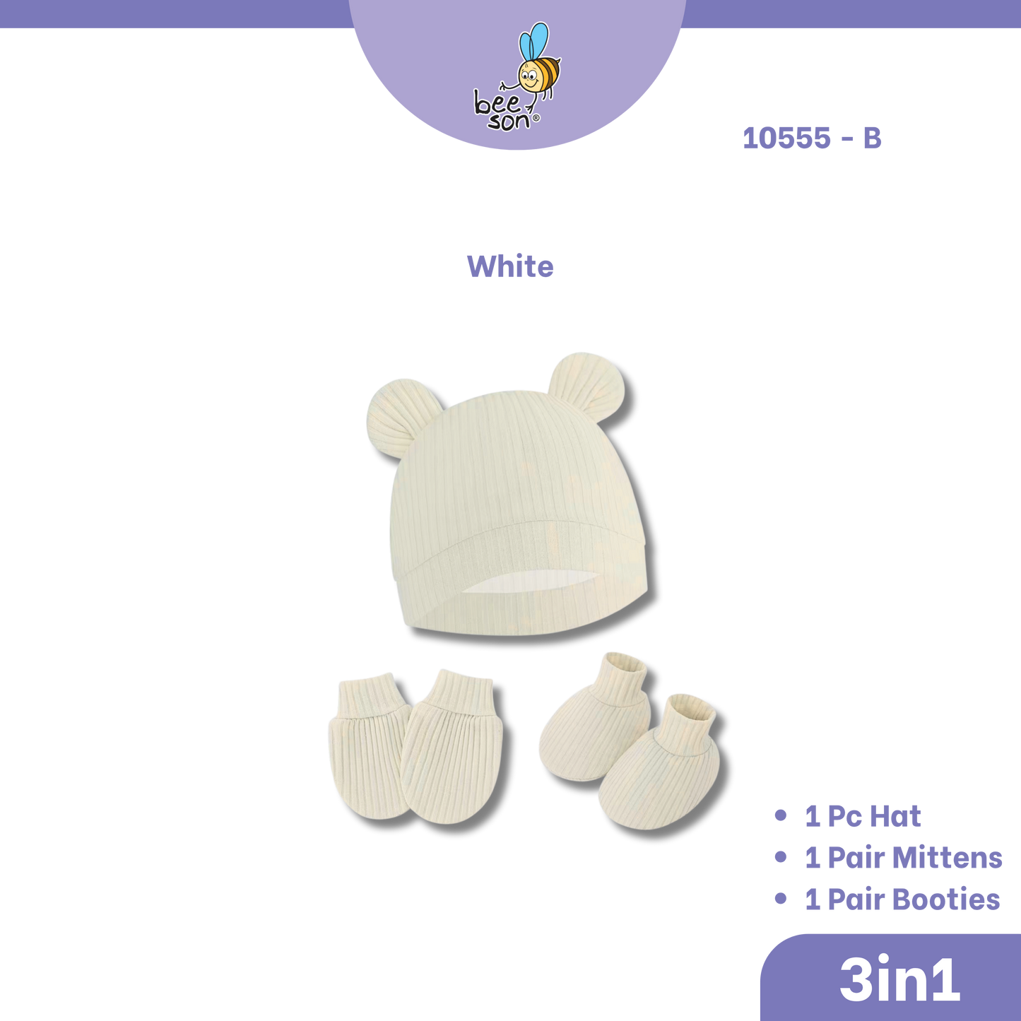 Beeson 3in1 Newborn Baby Girl Mittens & Booties with Bonnet Set | 10555 B