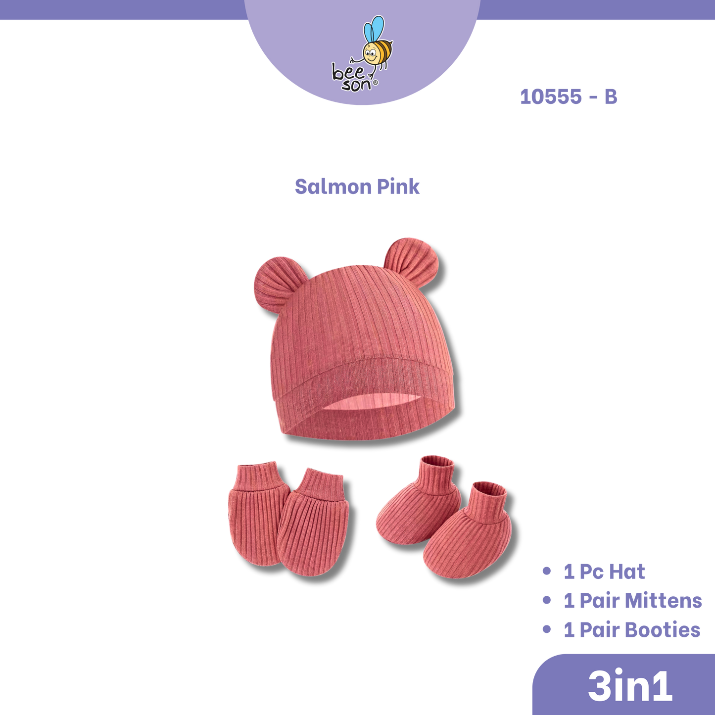 Beeson 3in1 Newborn Baby Girl Mittens & Booties with Bonnet Set | 10555 B