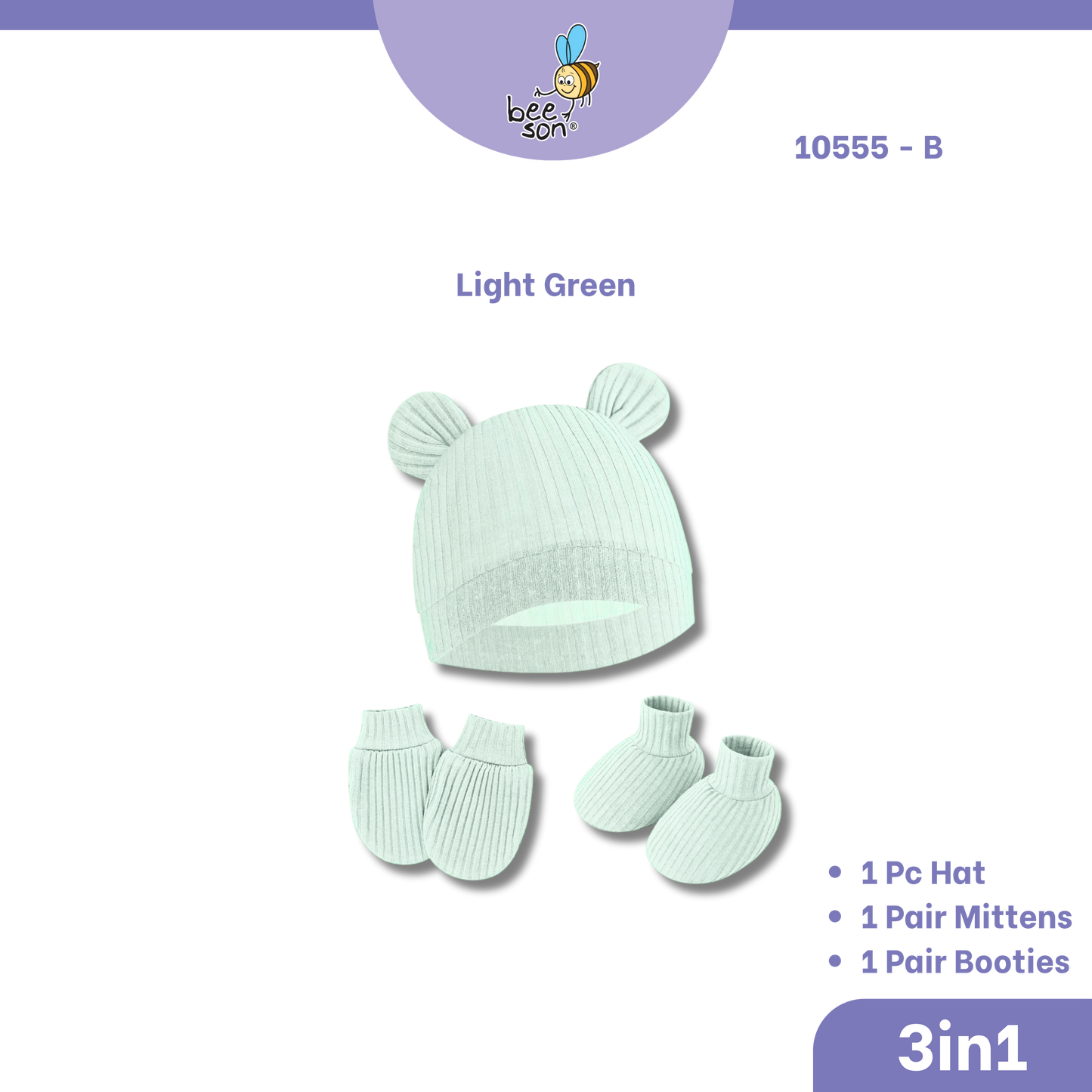 Beeson 3in1 Newborn Baby Girl Mittens & Booties with Bonnet Set | 10555 B