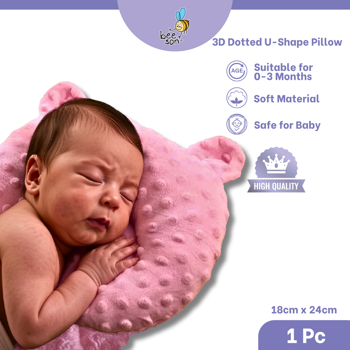 Beeson Bedding Baby Dimple Pillow | 3D Dotted U-Shape  Pillow | 10672 B