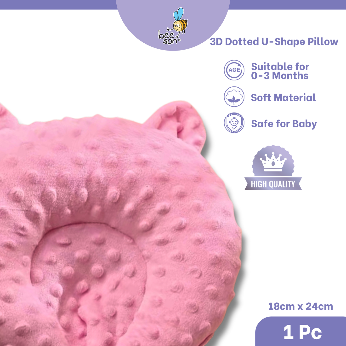 Beeson Bedding Baby Dimple Pillow | 3D Dotted U-Shape  Pillow | 10672 B