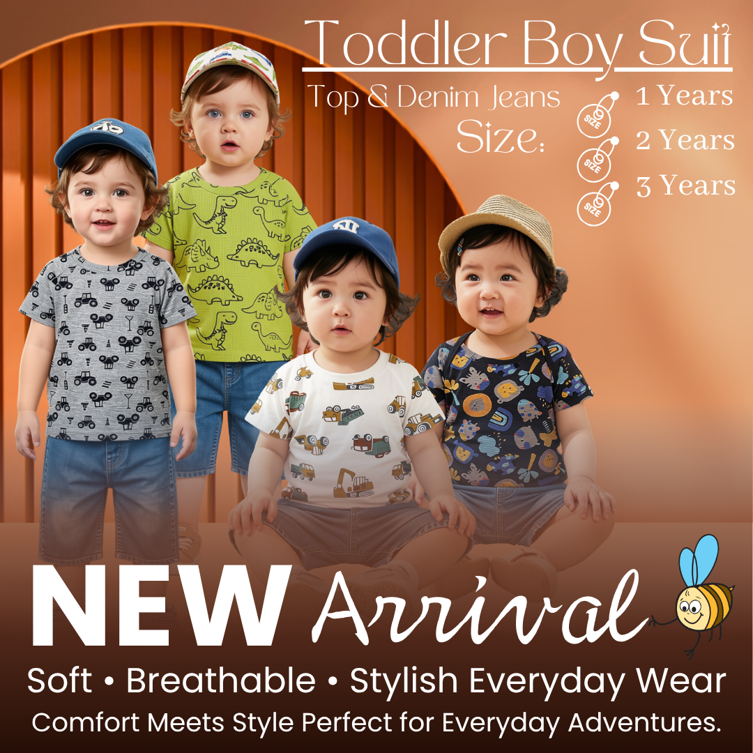 Beeson Toddler Kids Boy Short Sleeve Top & Denim Jeans Suit Set  1-3 Years | 16011 | 16012 | 16013 | 16014