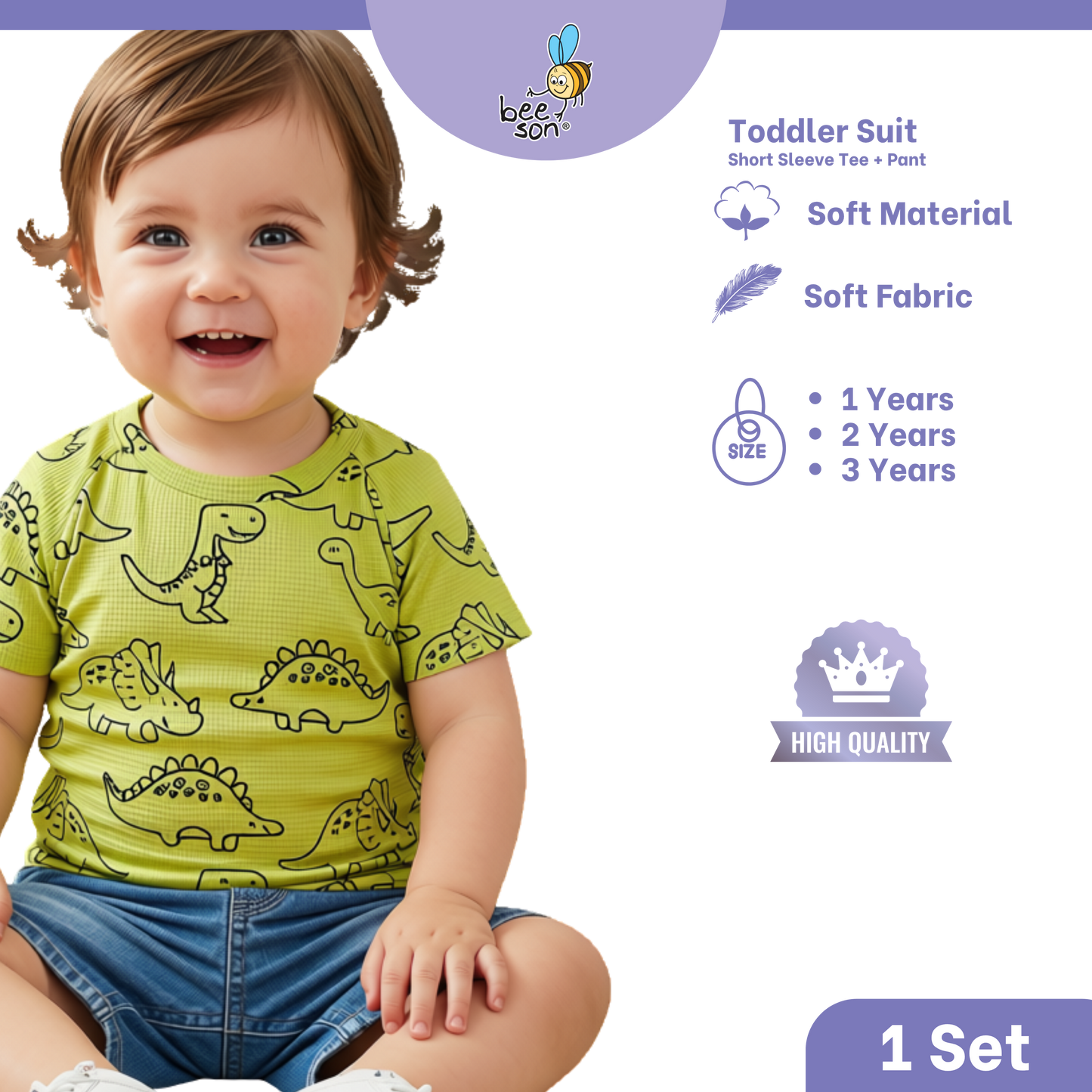 Beeson Toddler Kids Boy Short Sleeve Top & Denim Jeans Suit Set  1-3 Years | 16011 | 16012 | 16013 | 16014