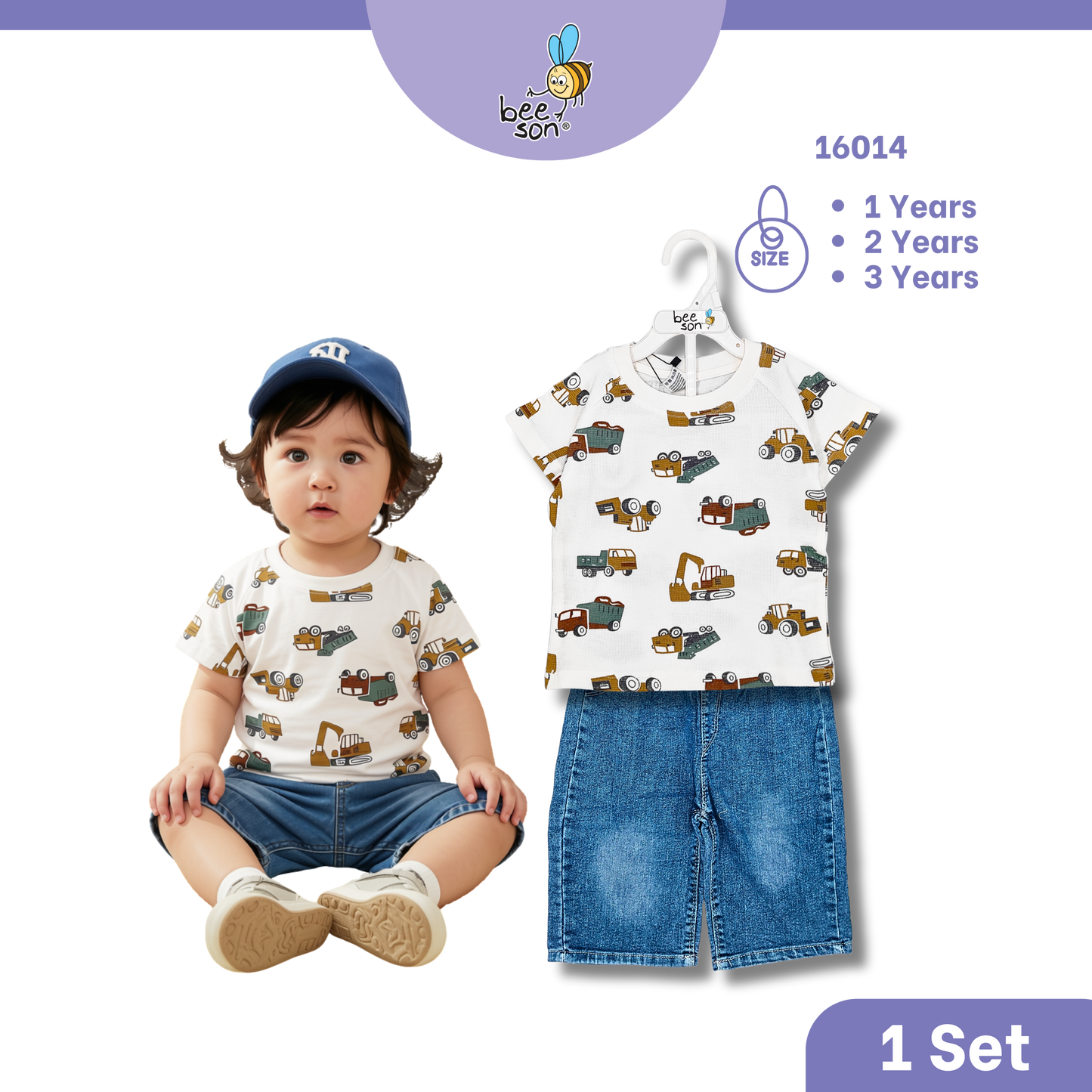 Beeson Toddler Kids Boy Short Sleeve Top & Denim Jeans Suit Set  1-3 Years | 16011 | 16012 | 16013 | 16014